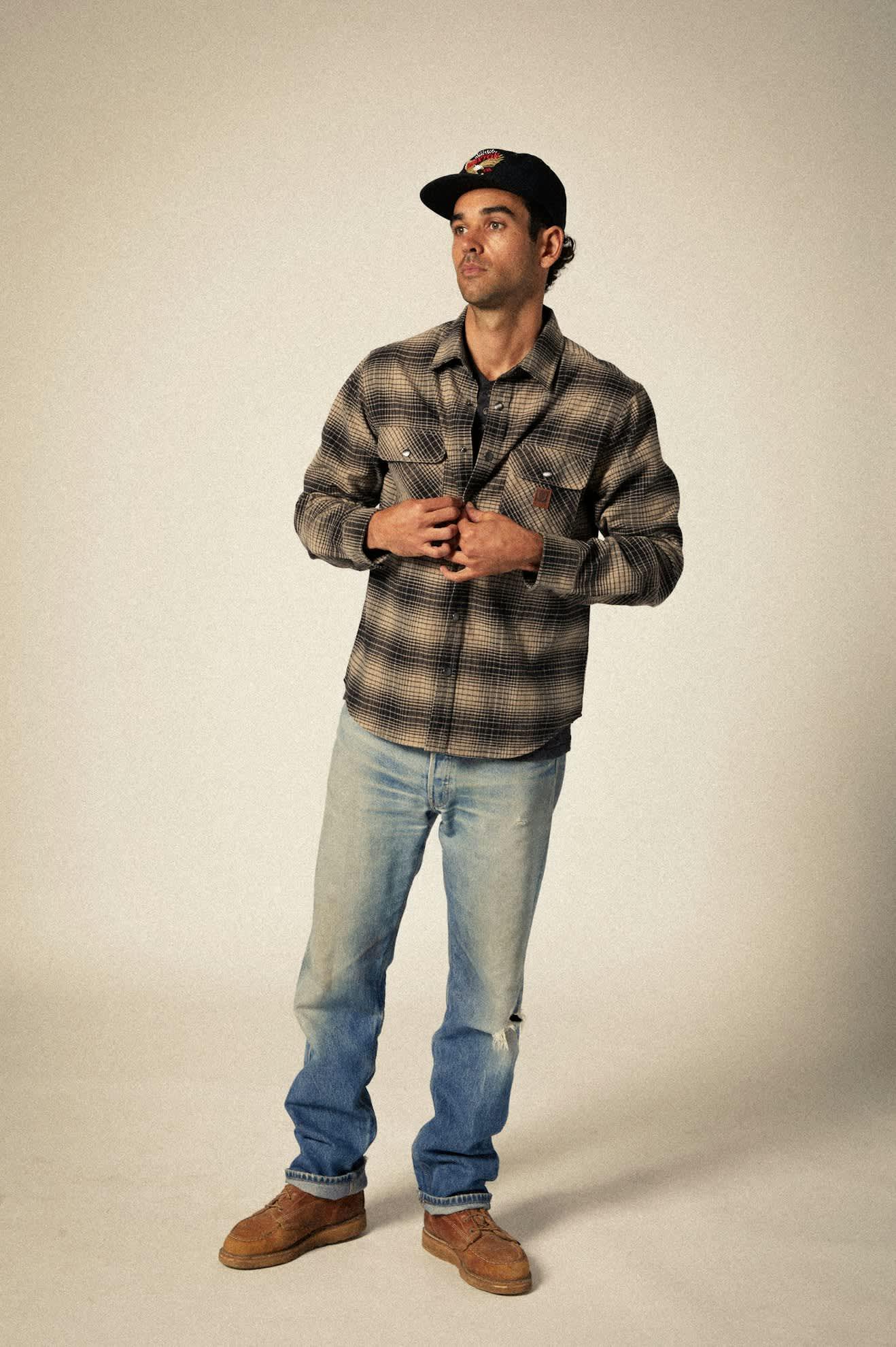 Men's Builders Bowery STR Water Resistant Flannel - Black/ Cinder Grey 01430