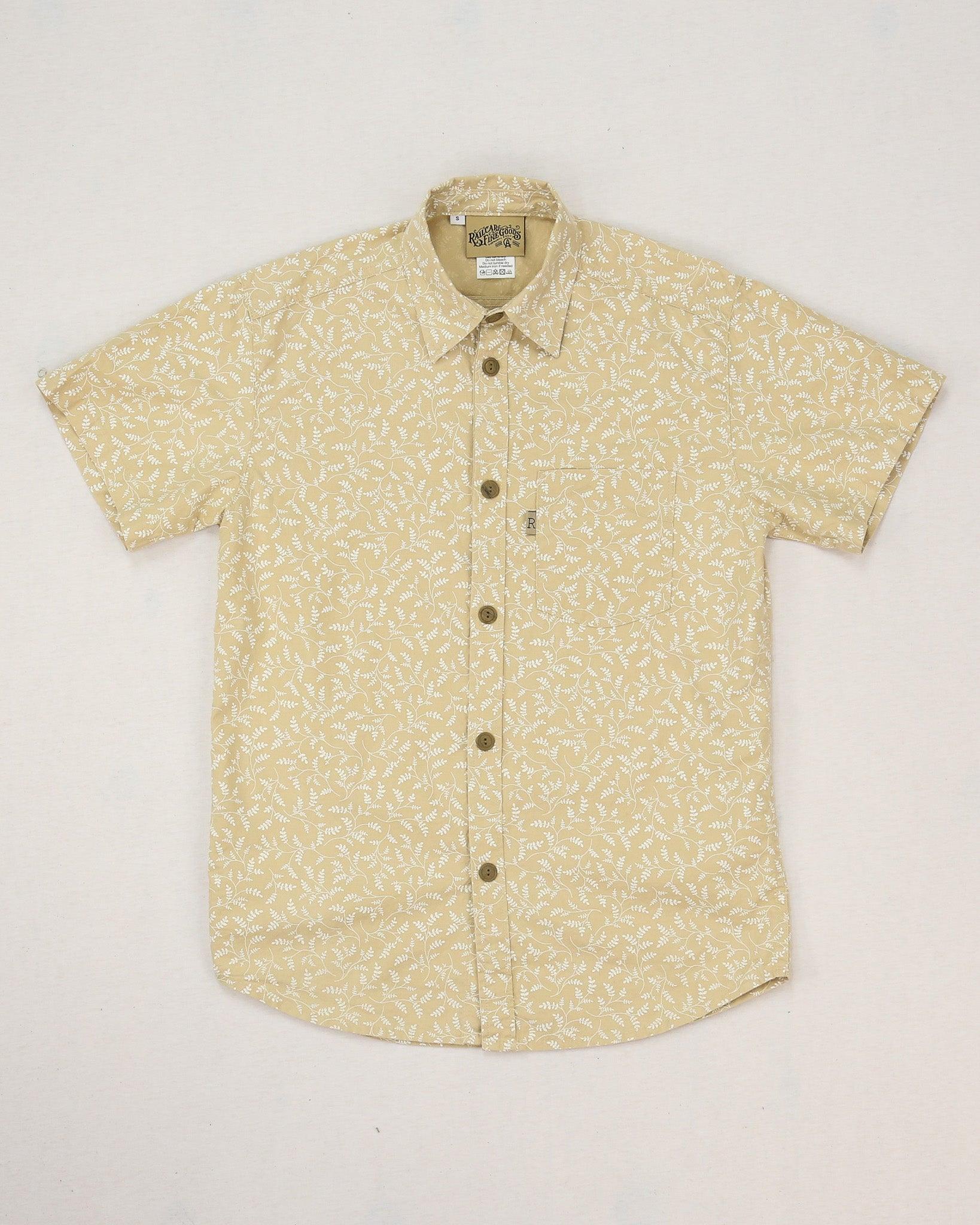 Outrunner Printed Fern Leaves Sand Short Sleeve Shirt (Limited Pre-Order)