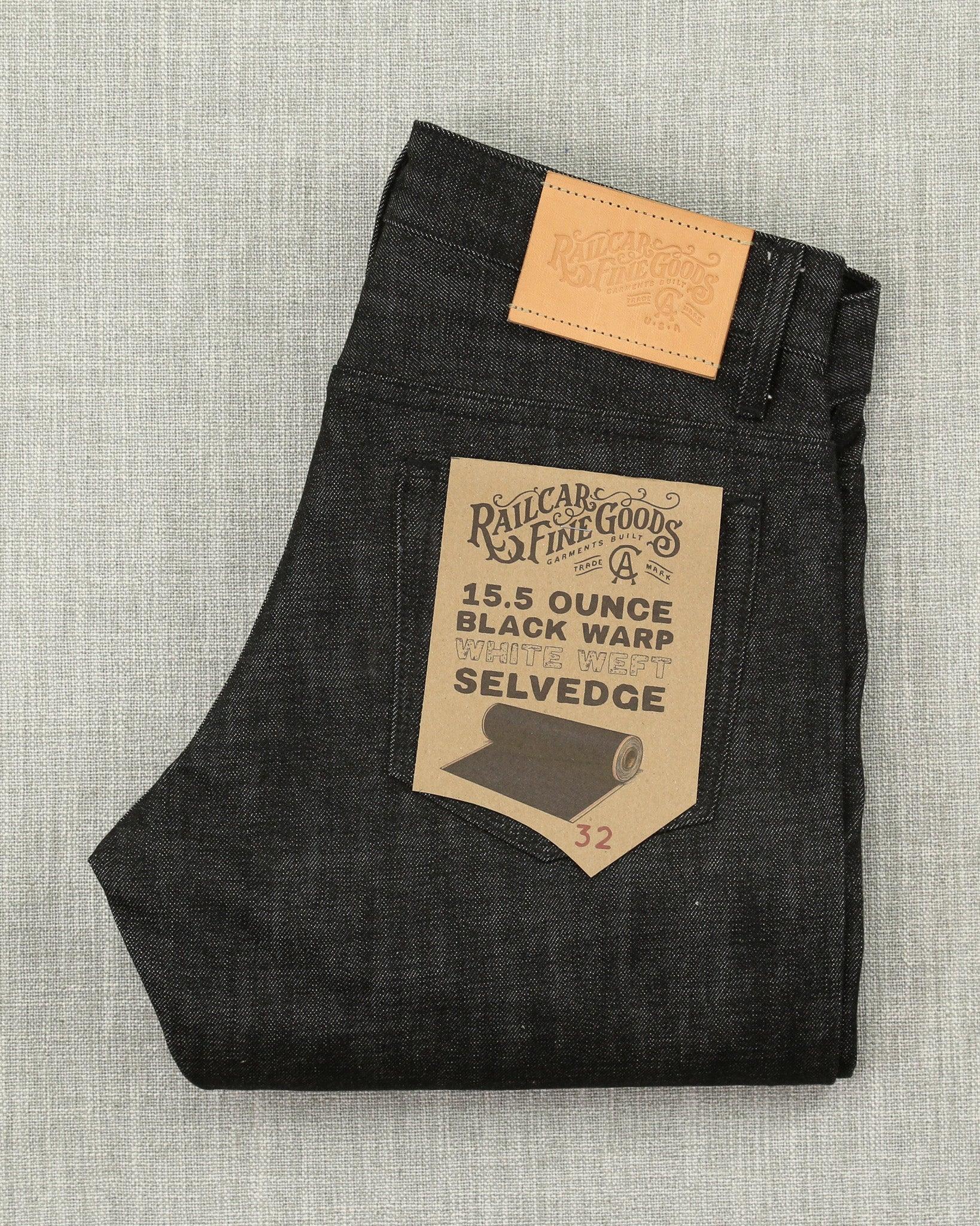 Spikes X129 Taper Leg 15.5 Oz Black Warp White Weft Red Line Selvedge