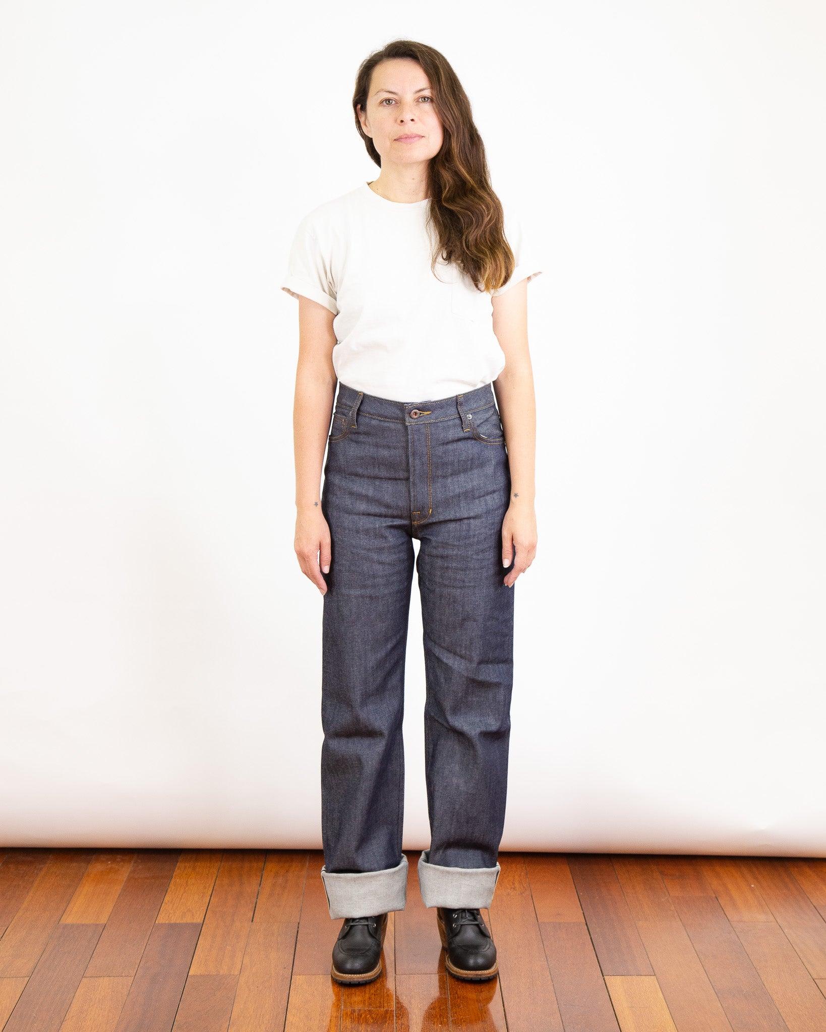 Drifter Pure Natural Indigo Selvedge 4 Way Stretch Medium High Waist Straight Leg