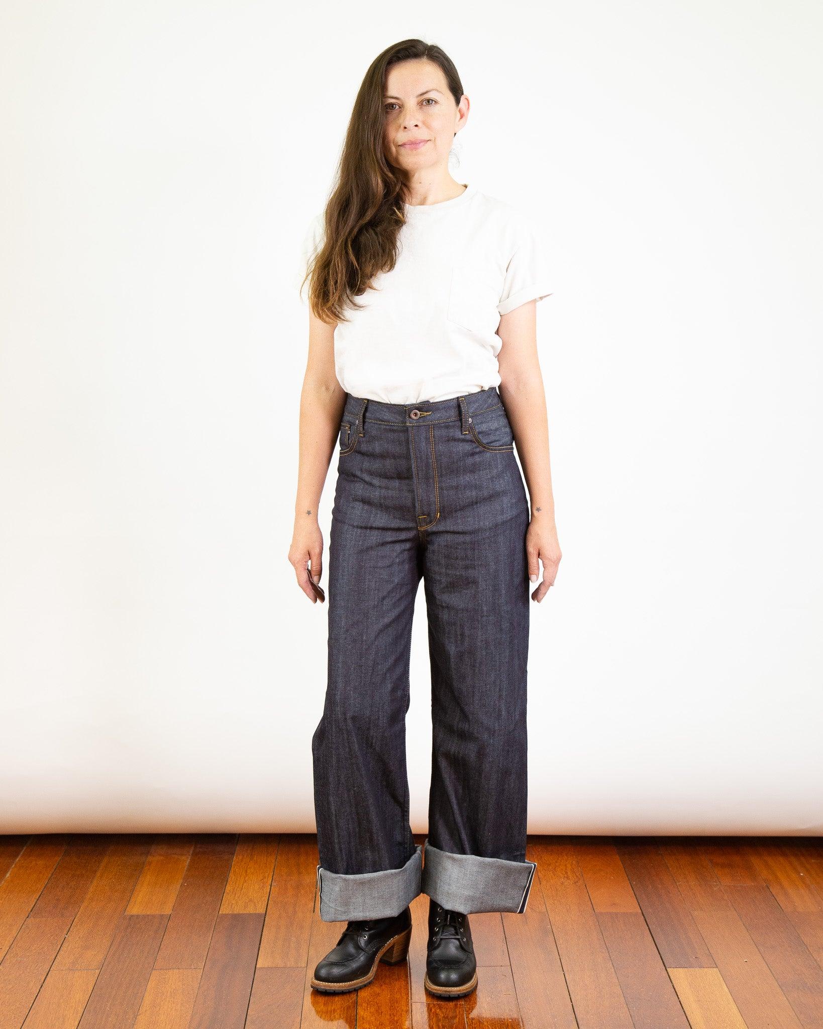 Emily X081 Light Weight Indigo Stretch Selvedge Medium High Waist Wide Leg
