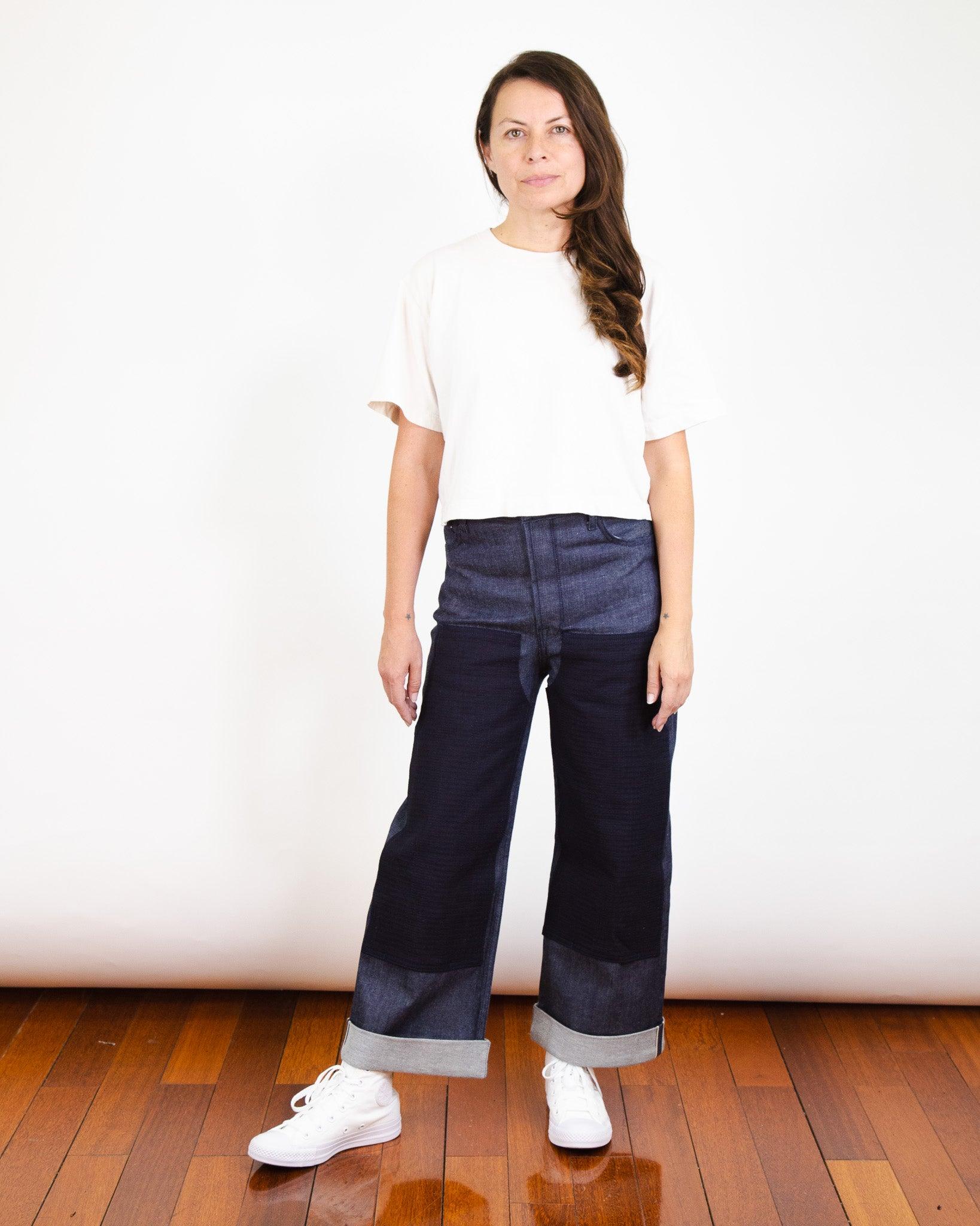 Emily DP X103 Sashiko Double Panel Stretch Selvedge Medium High Waist Wide Leg