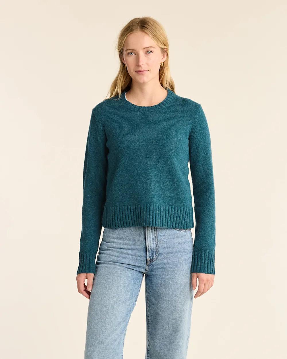 Women's Relaxed Shetland Collection Crew Pullover / Deep Teal Heather