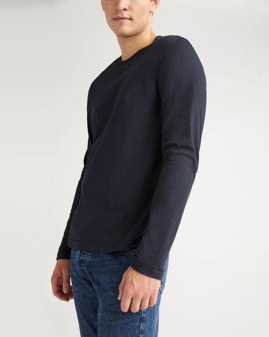 Men's Weighted Organic L/S Tee - Black