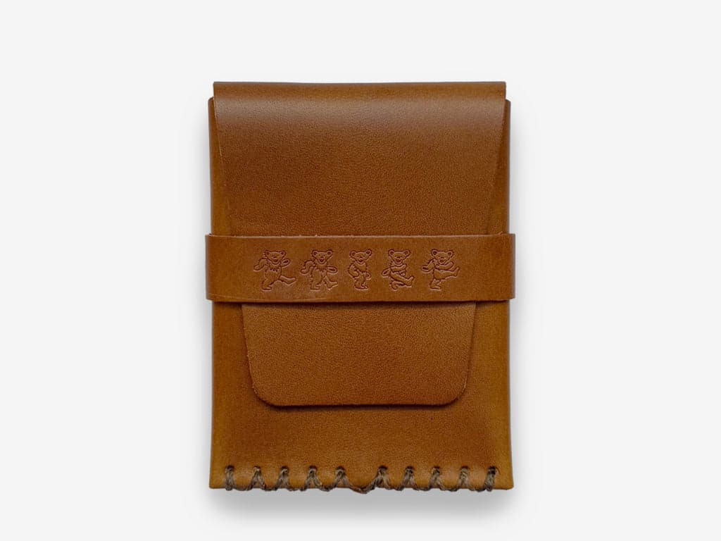 No. 155-GD Card Case with Flap Bears, Tan