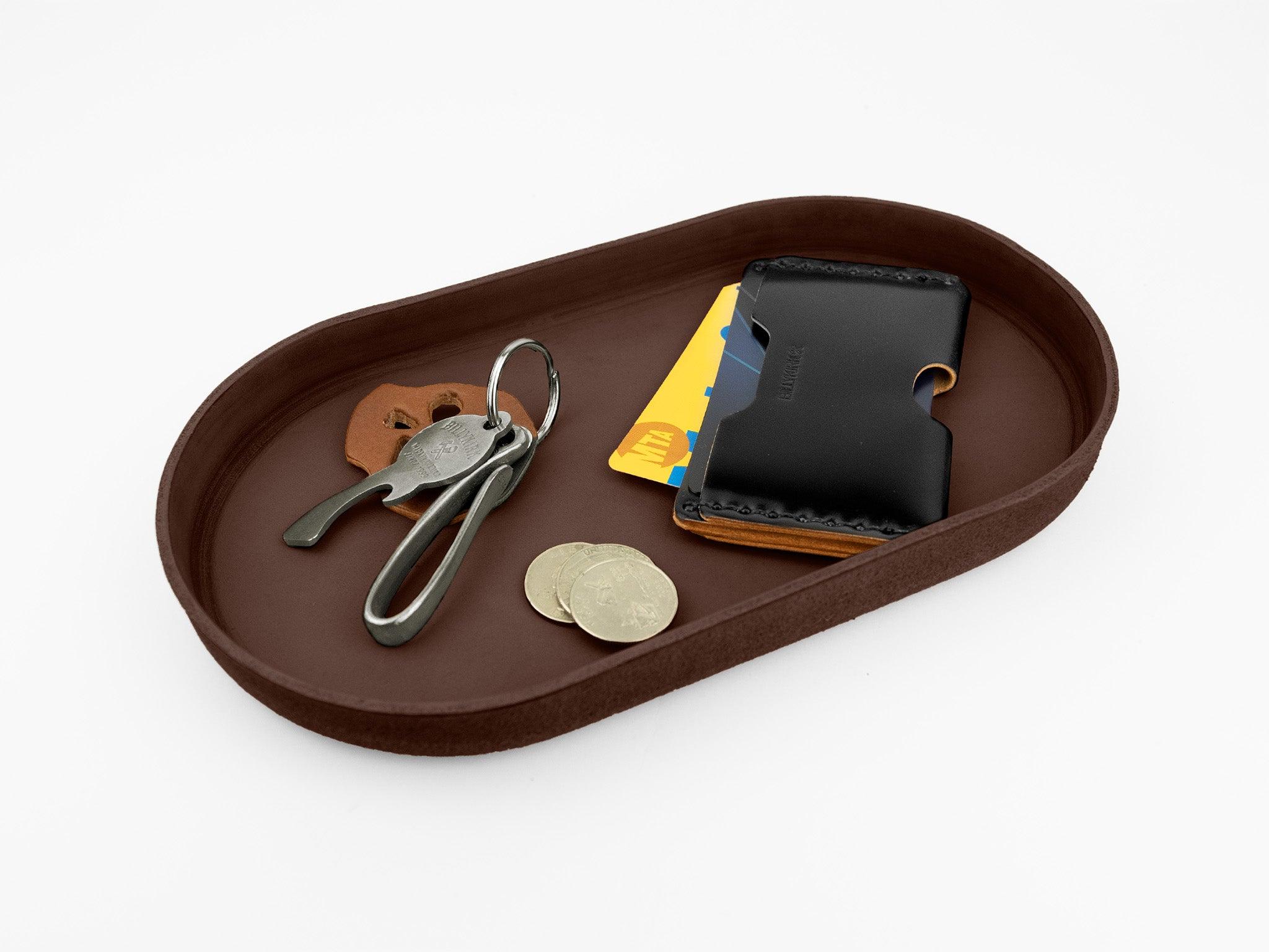 No. 473 Large Oval Leather Valet Tray, Brown