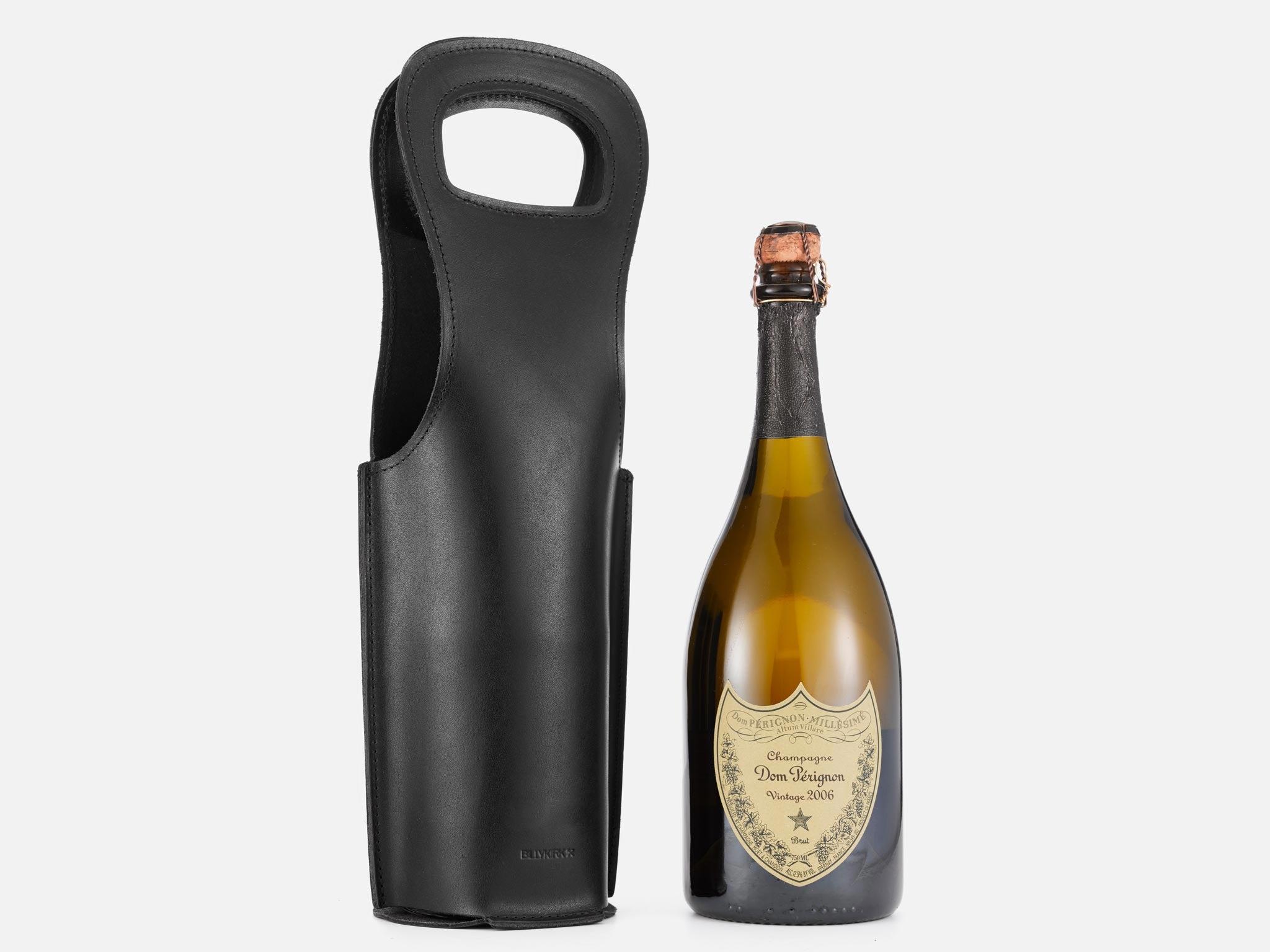 No. 520 Leather Wine Tote, Black