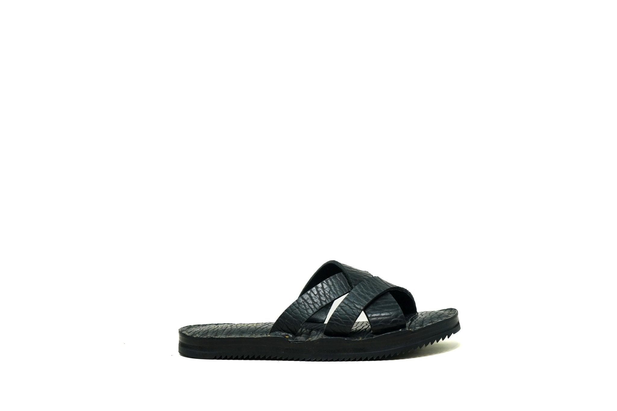 Leather Slides Black Bison