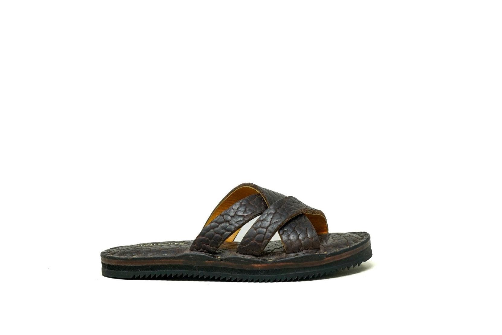 Leather Slides Cognac Bison 7 US