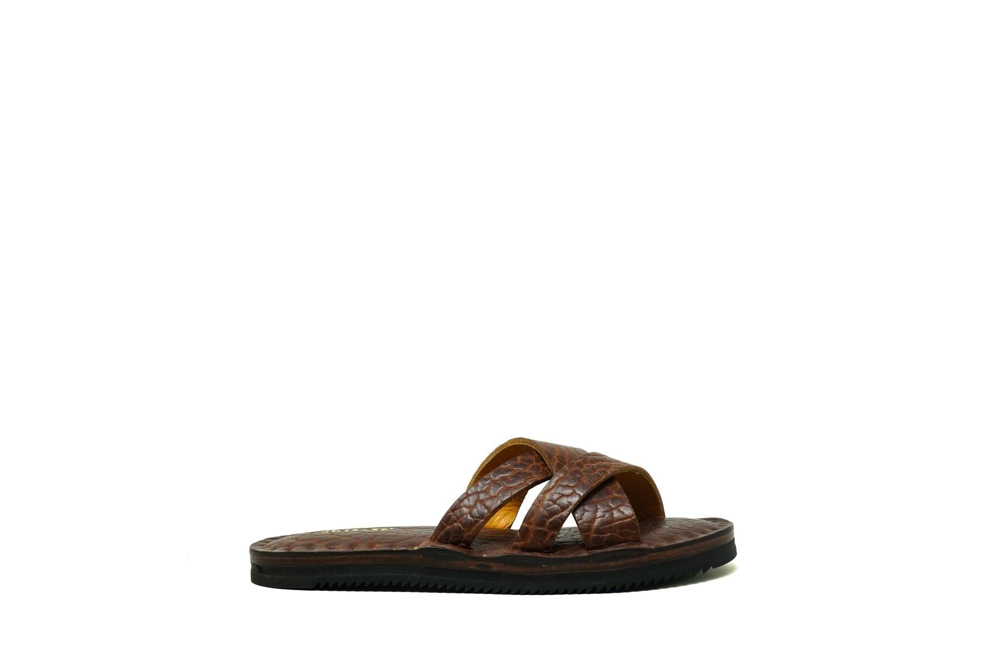 Leather Slides Tan Bison