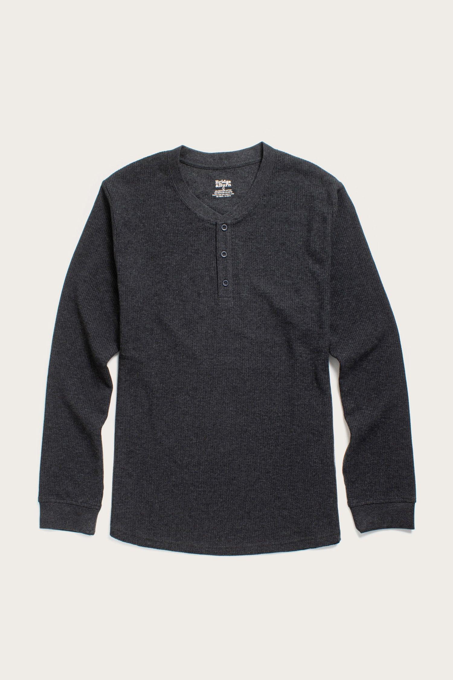 Men's Recycled Waffle Henley / Charcoal Melange