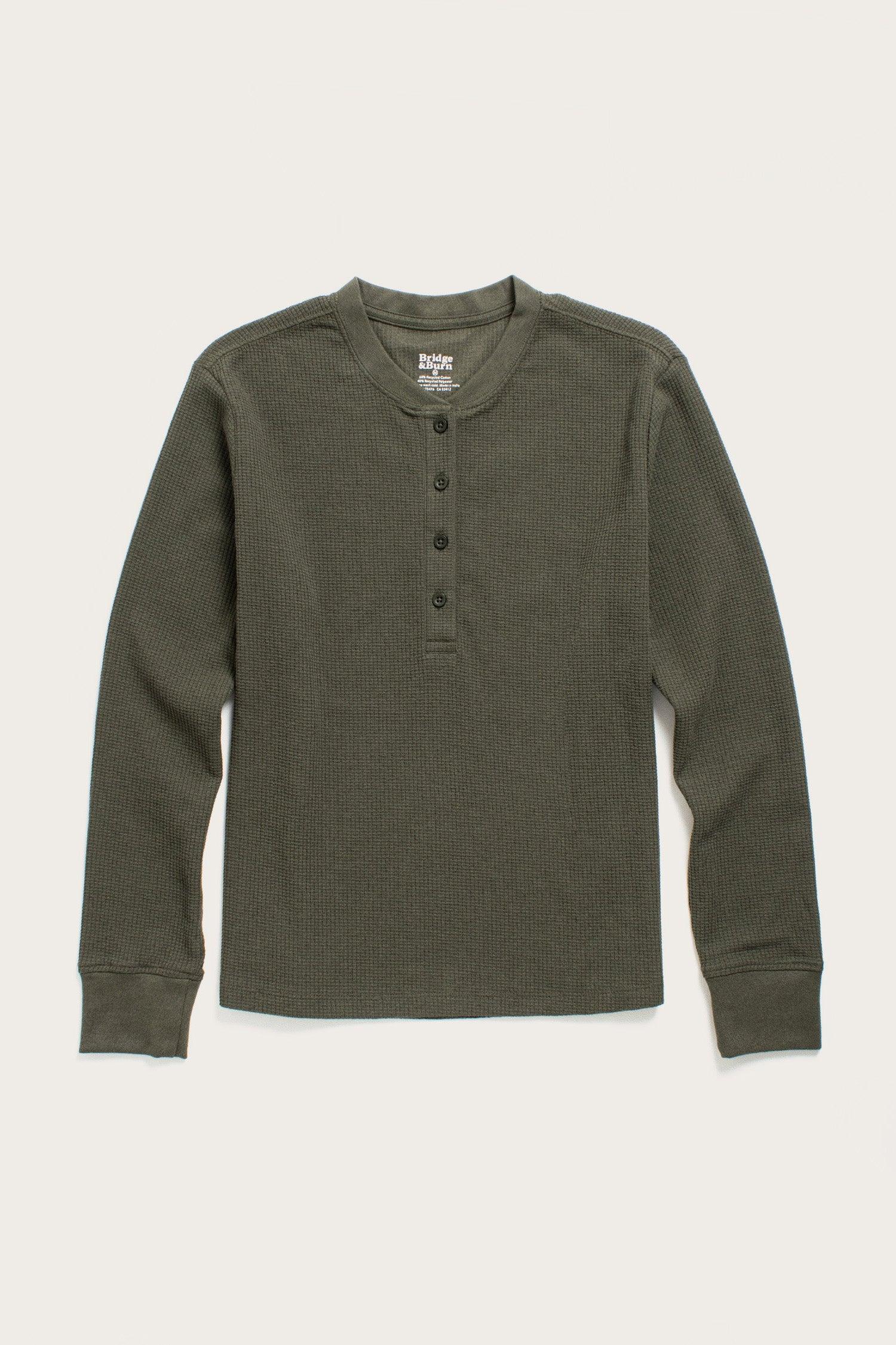 Women's Recycled Waffle Henley / Forest Melange