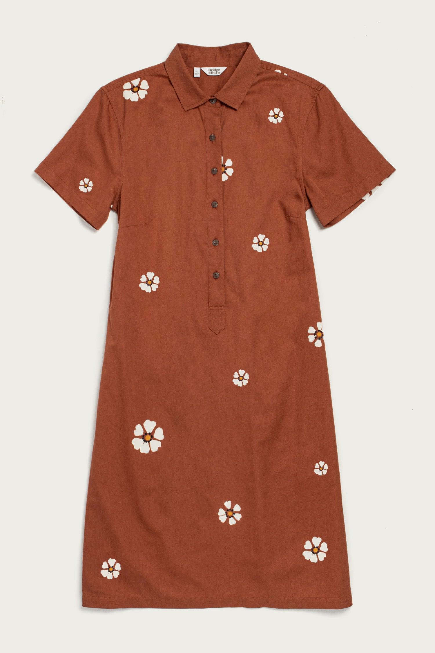 Delia Shirt Dress / Redstone Bloom