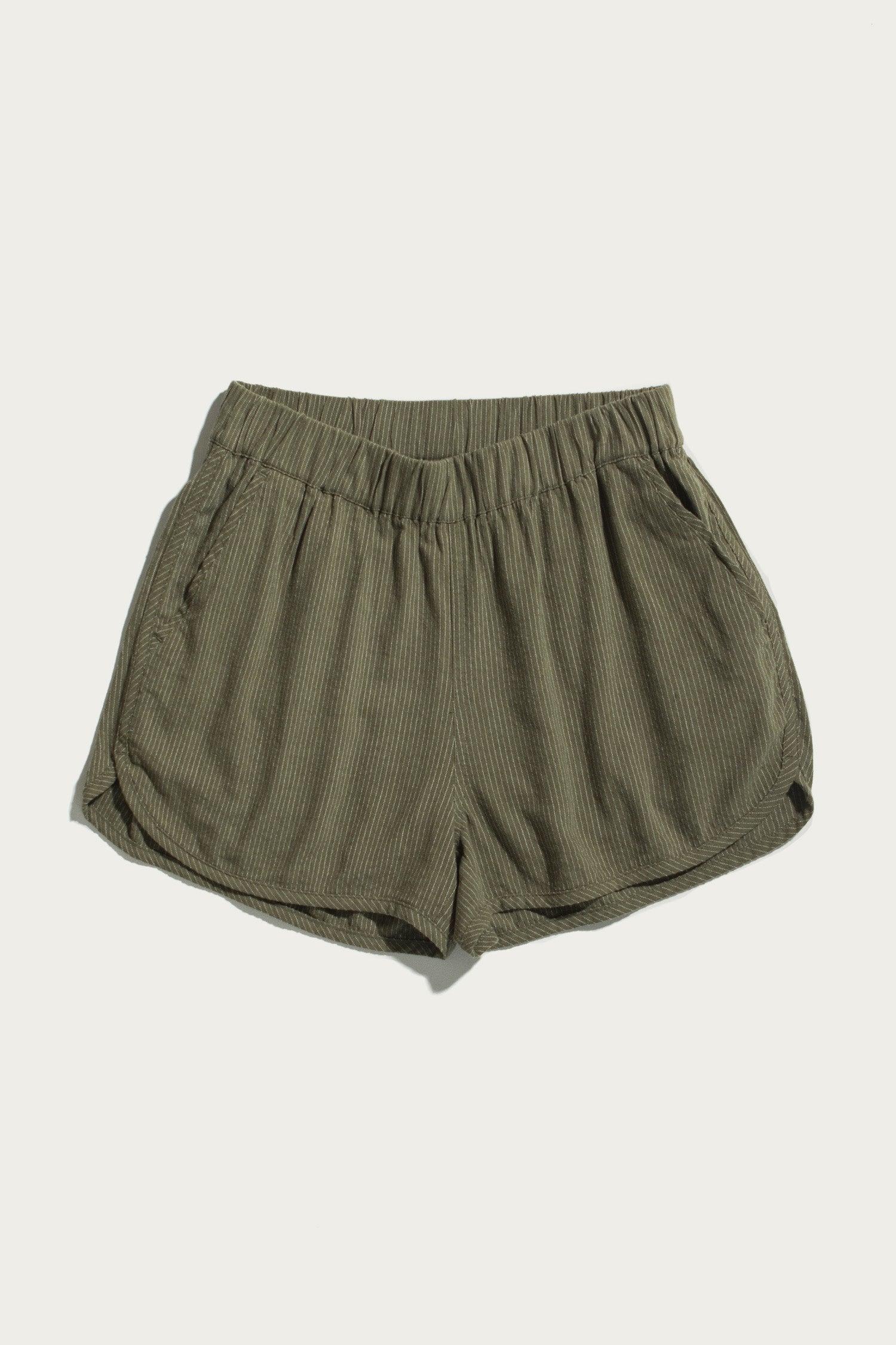 Luca Track Short / Olive Pinstripe