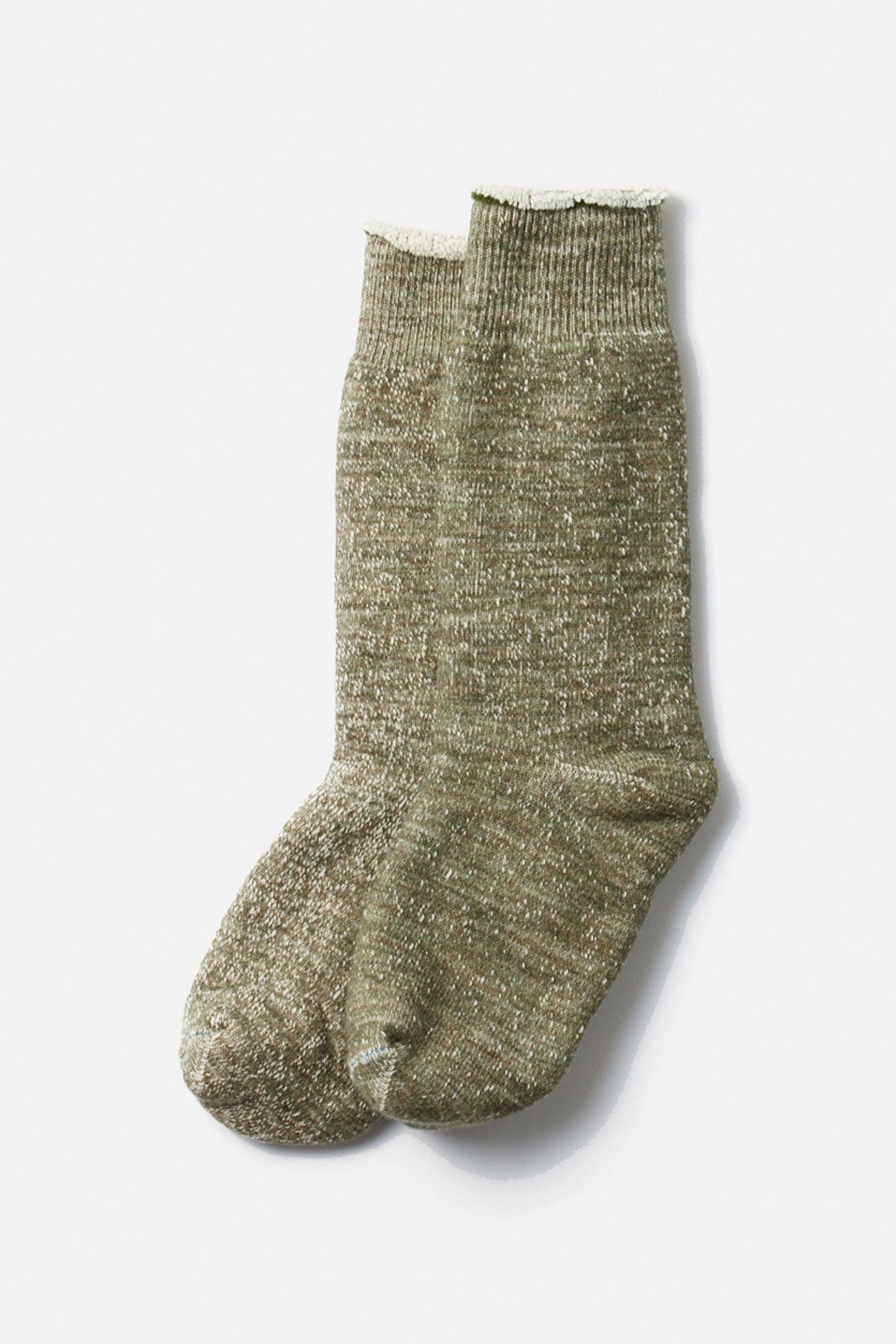 Double Face Crew Socks / Army Green