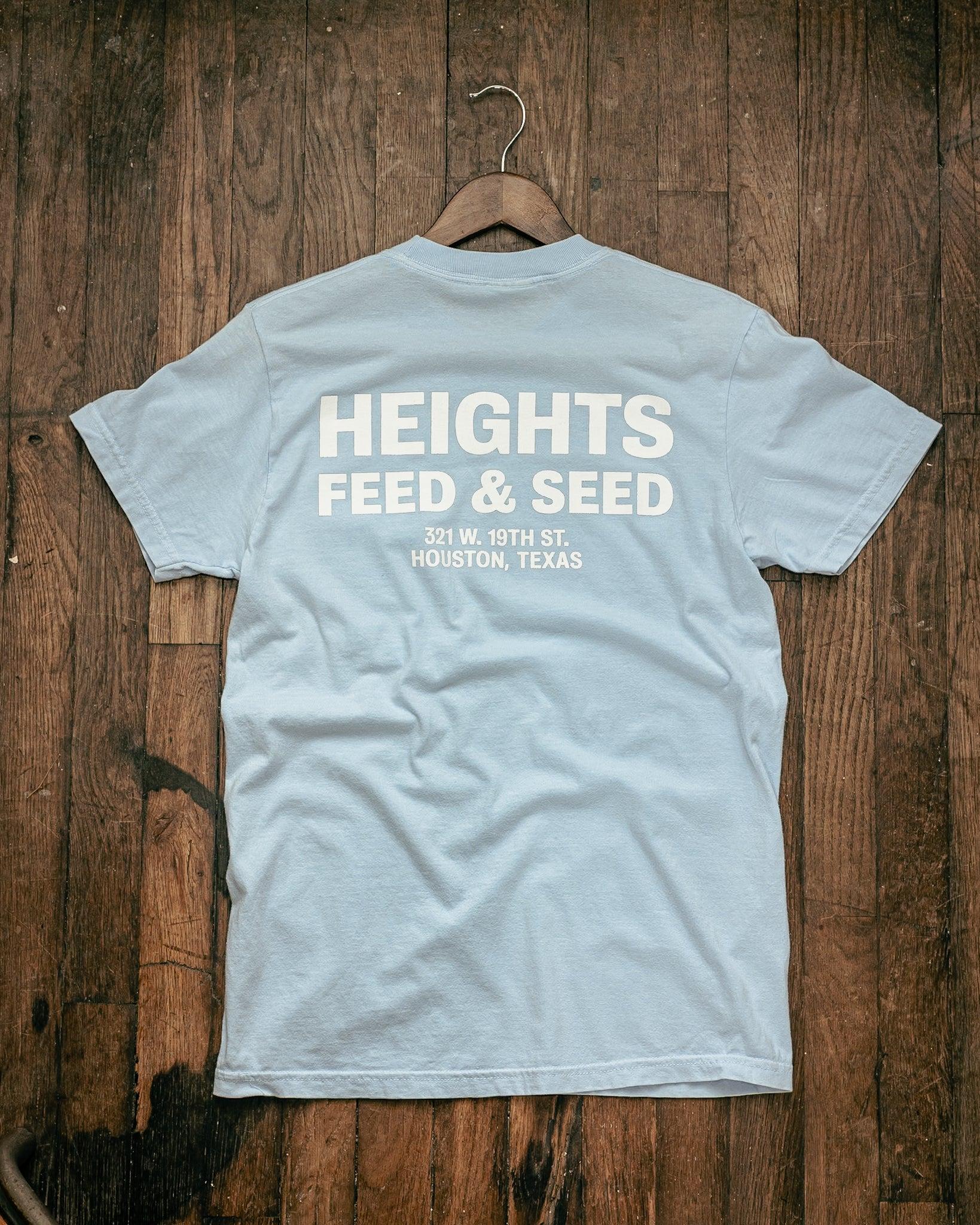 Graphic Pocket Tee | Heights Feed & Seed | Hydrangea Blue | Manready Mercantile