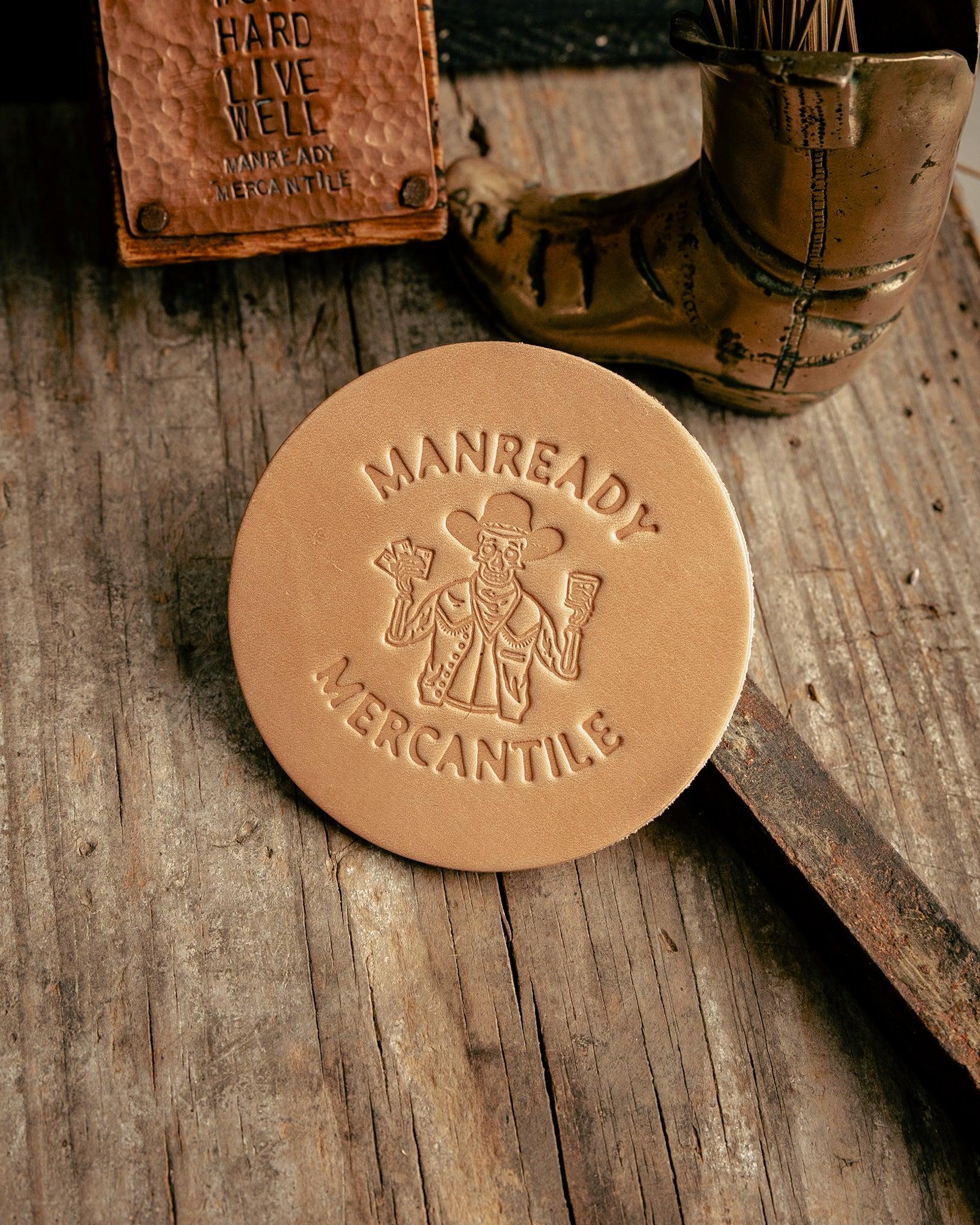 Leather Coaster | High Stakes Skeleton | Manready Mercantile