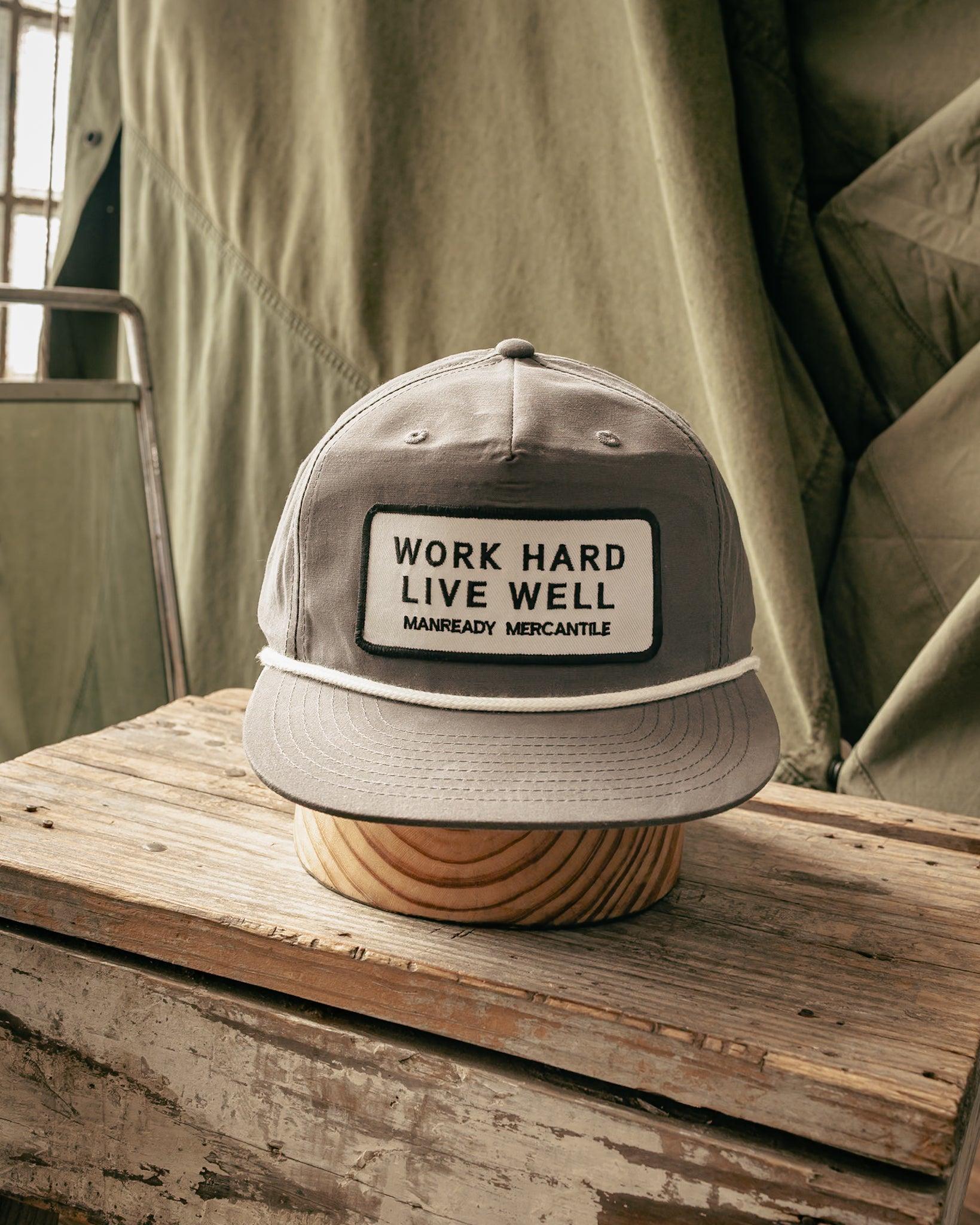 256 Richardson Hat | Work Hard Live Well | Black + White | Manready Mercantile