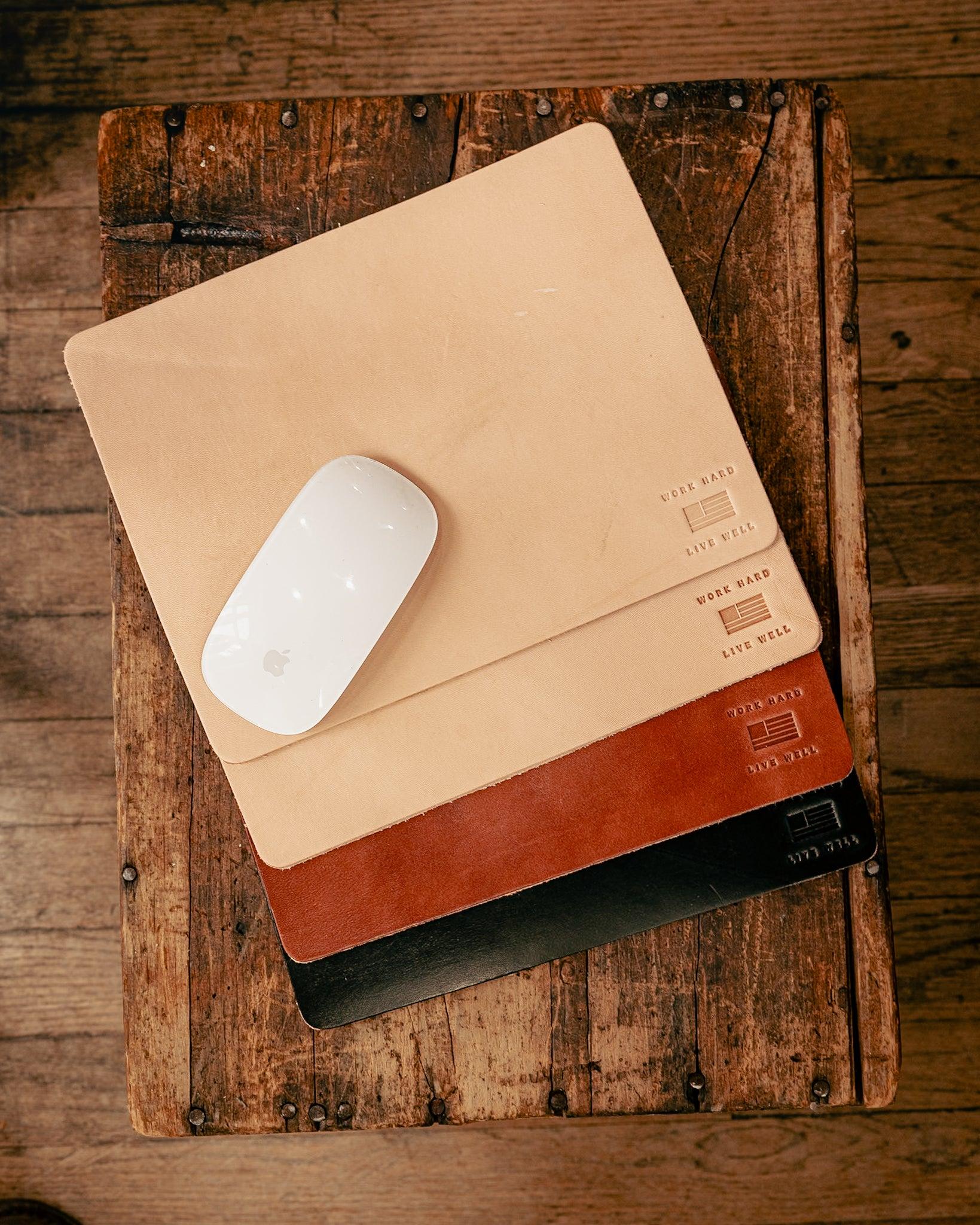 Leather Mouse Pad | Work Hard Live Well | Manready Mercantile