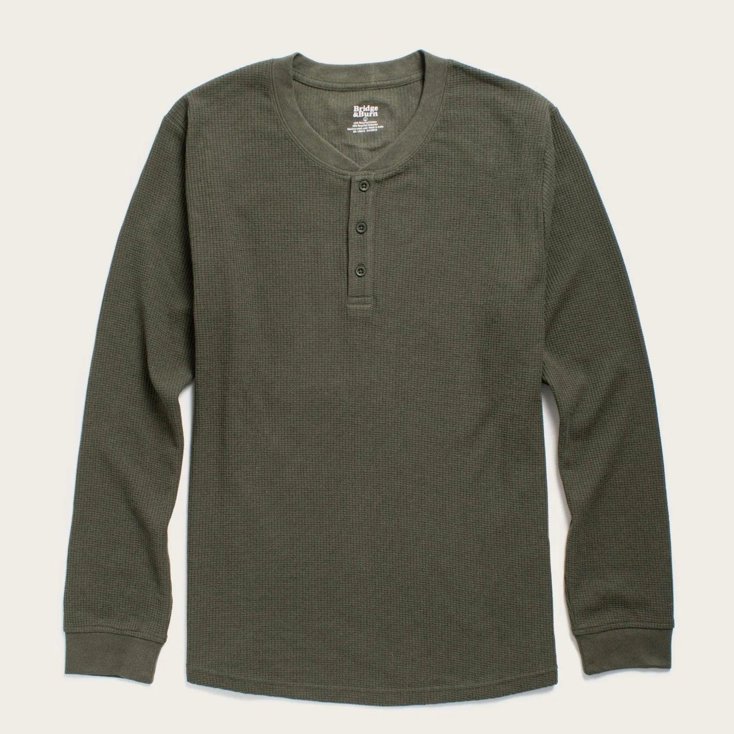 Recycled Waffle Henley | Forest Melange | Bridge & Burn