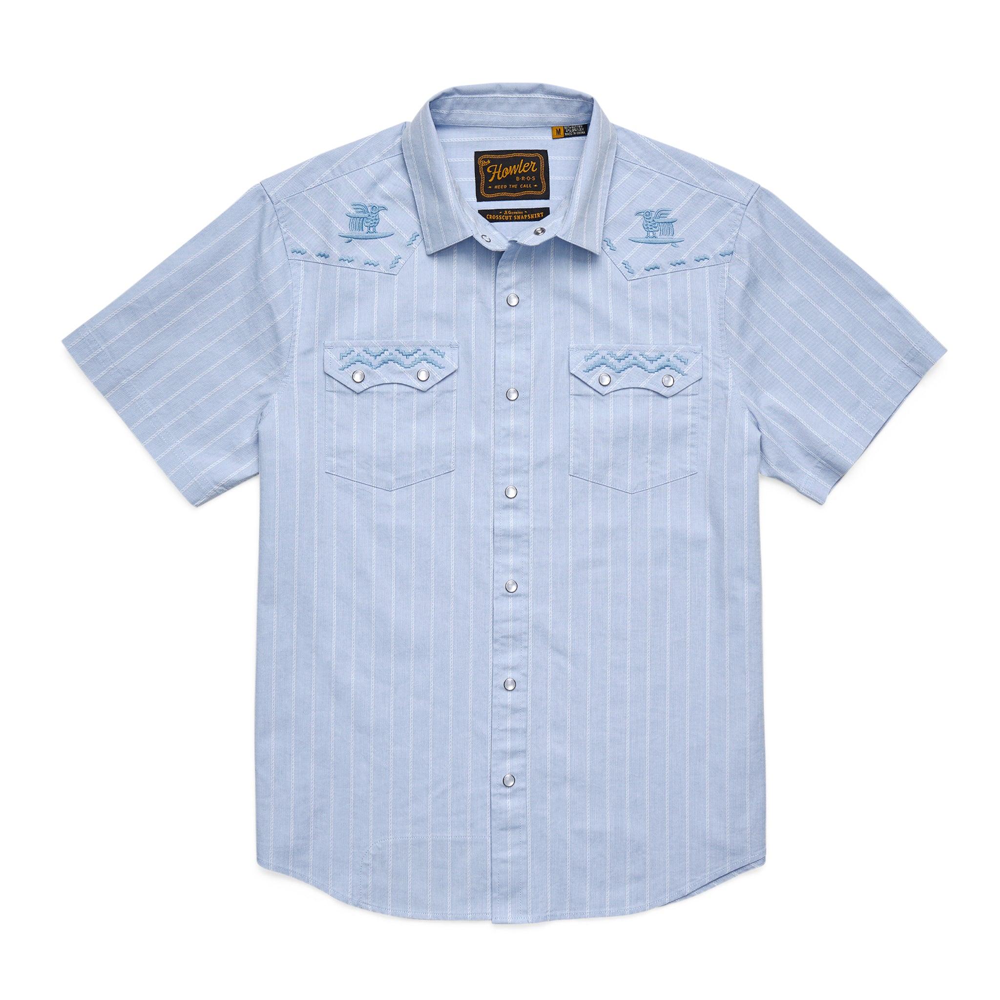 Crosscut Deluxe Shortsleeve Shirt | Surfbird : Sky Oxford Dobby  | Howler Bros