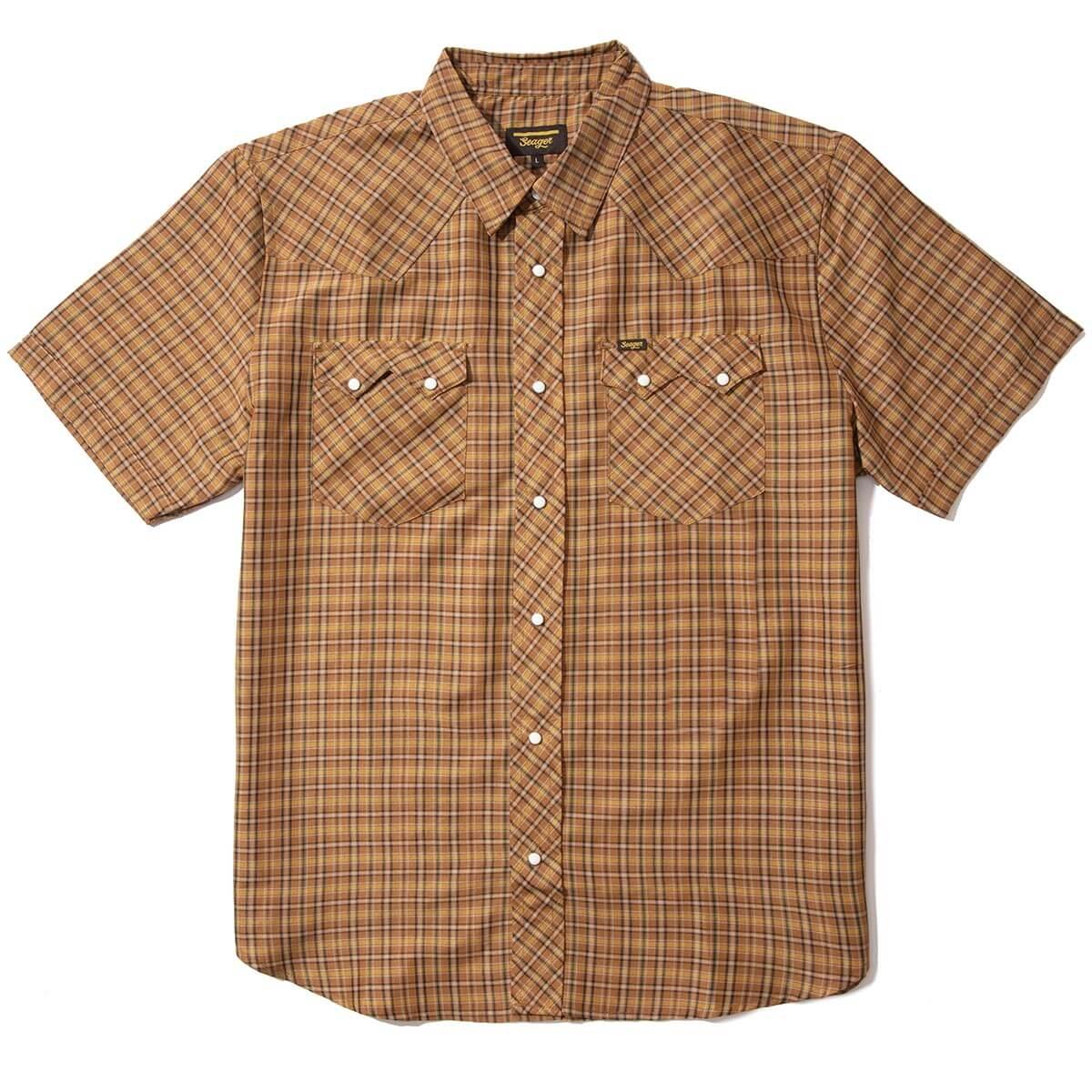 Sawtoof S/S Shirt | Gold Mini Check Plaid | Seager Co.