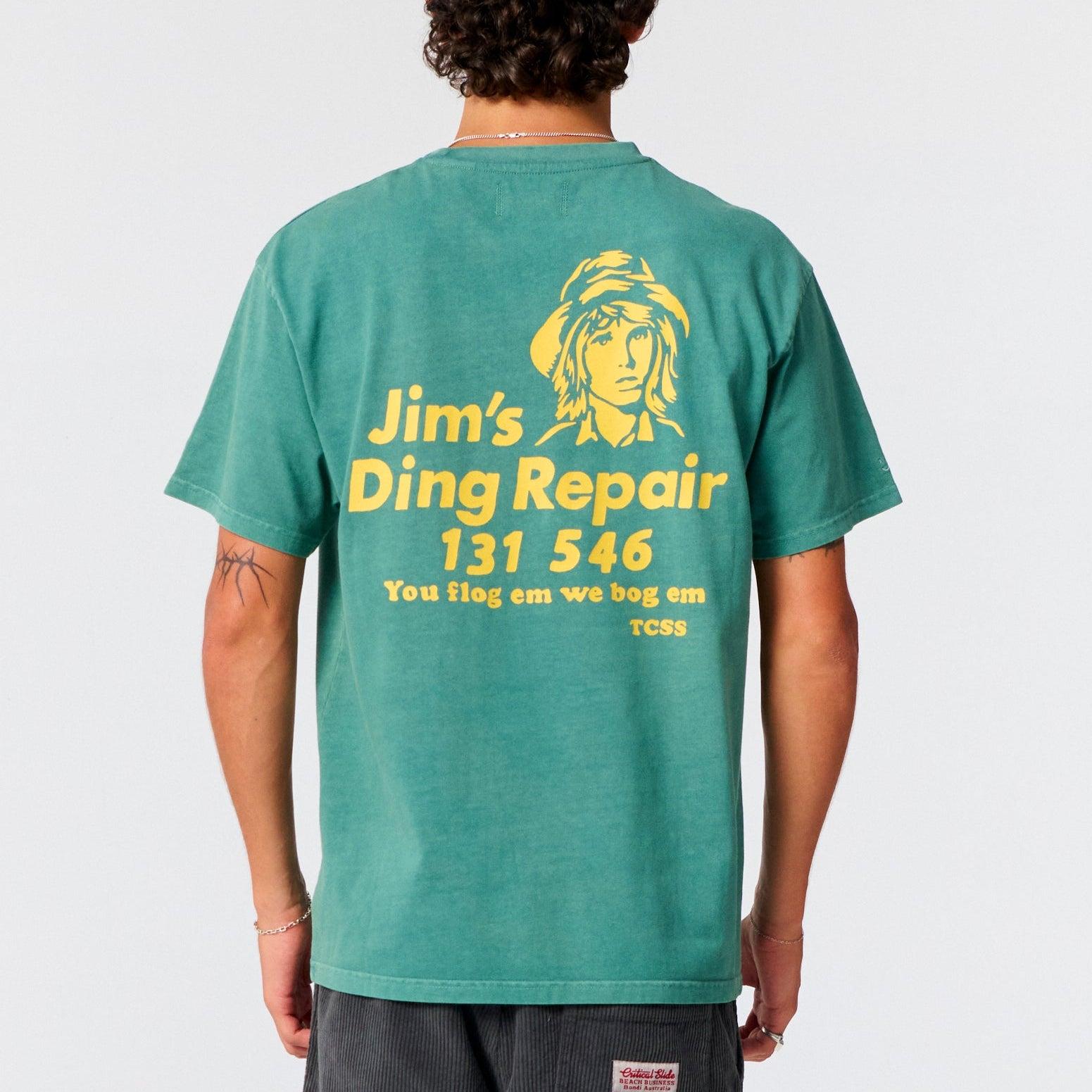 Jim's Ding Repair Tee | Dusty Green | Critical Slide