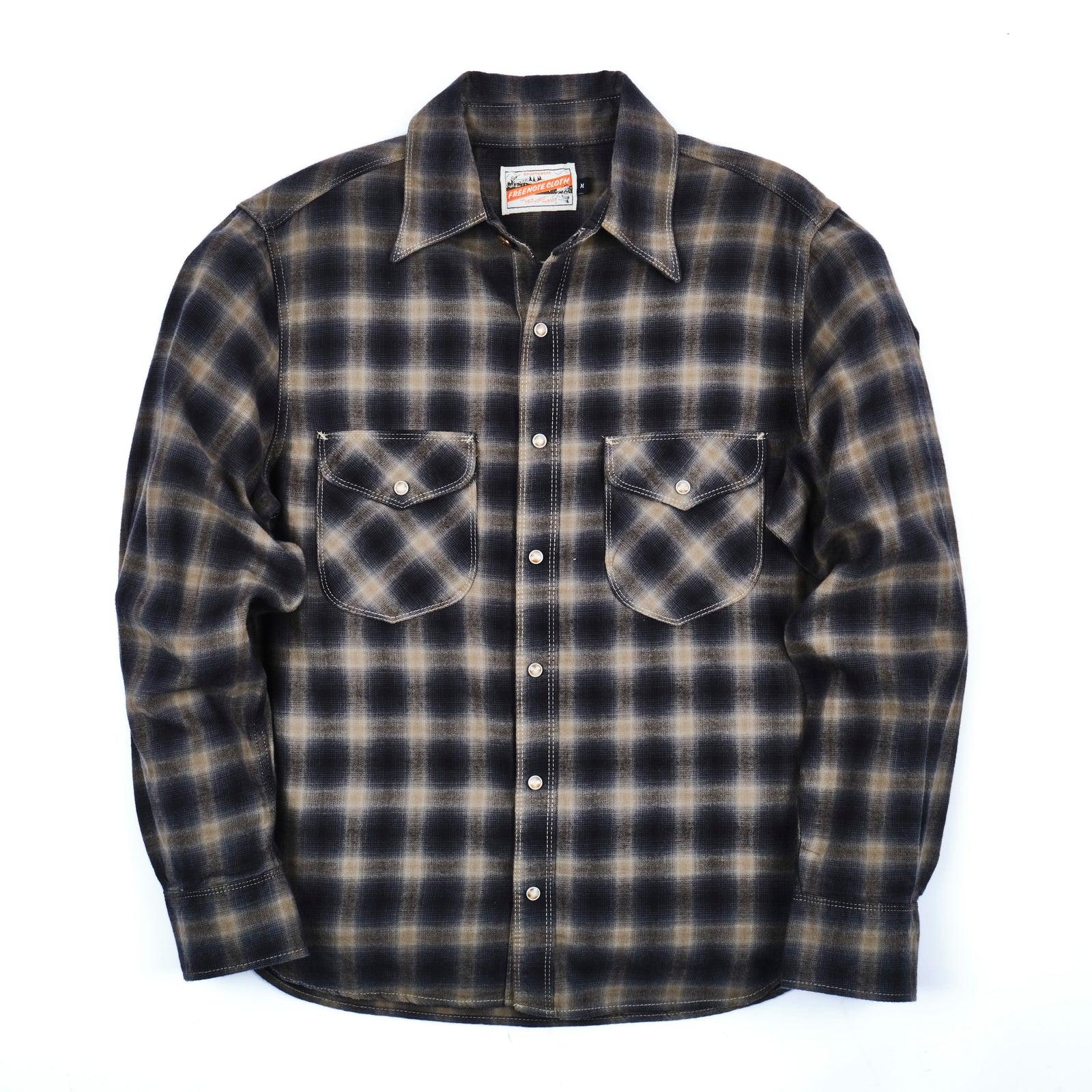 Bodie Shirt | Navy Shadow Plaid | Freenote Cloth