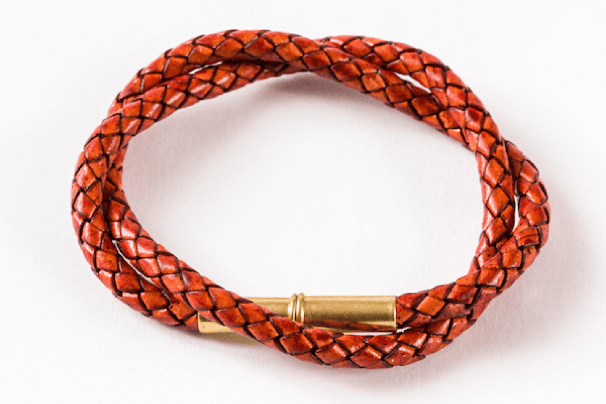Flint Bracelet | Leather Braided .22 | Saddle Tan Double Wrap | Tres Cuervos