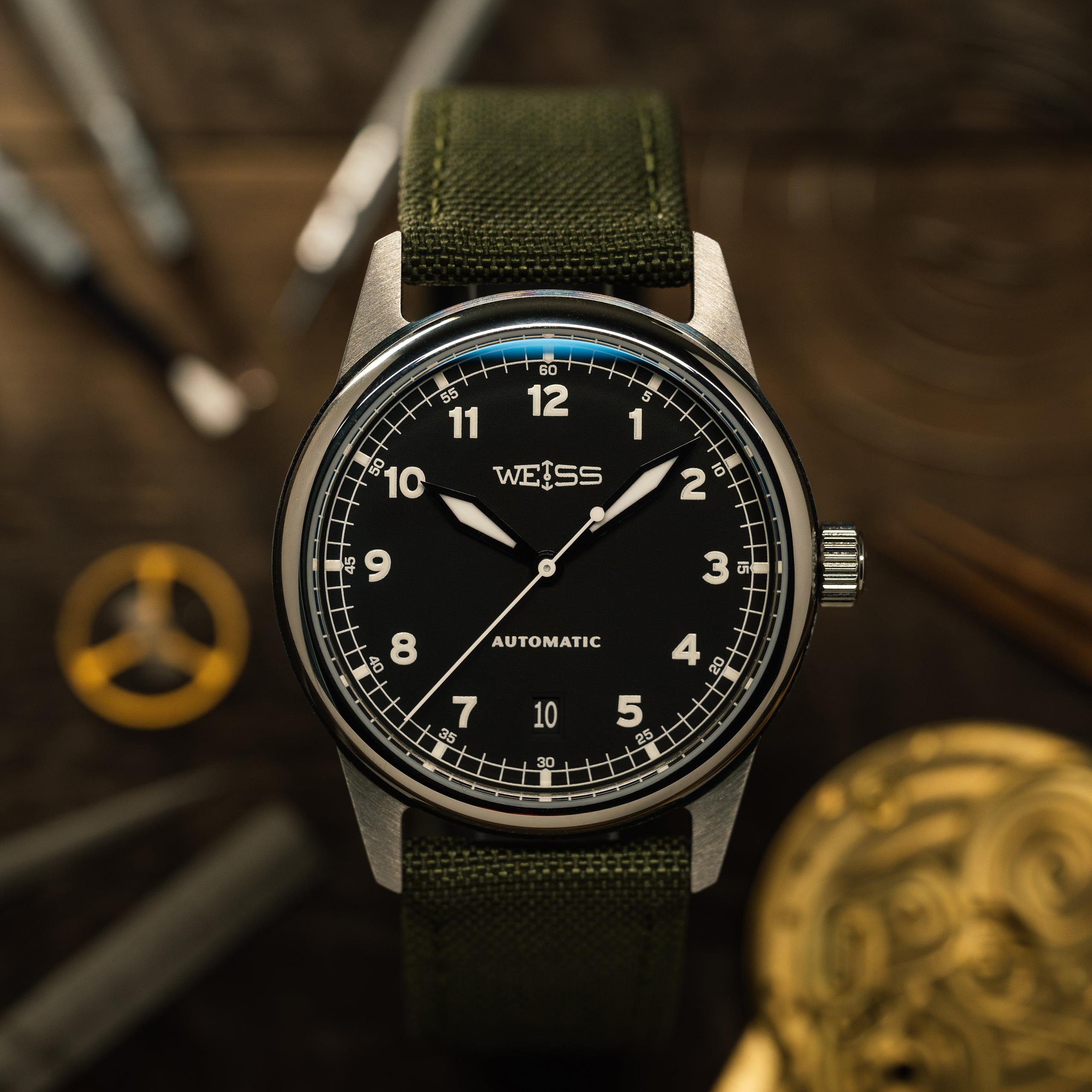 38mm Automatic Standard Issue Field Watch with Date - Black Dial