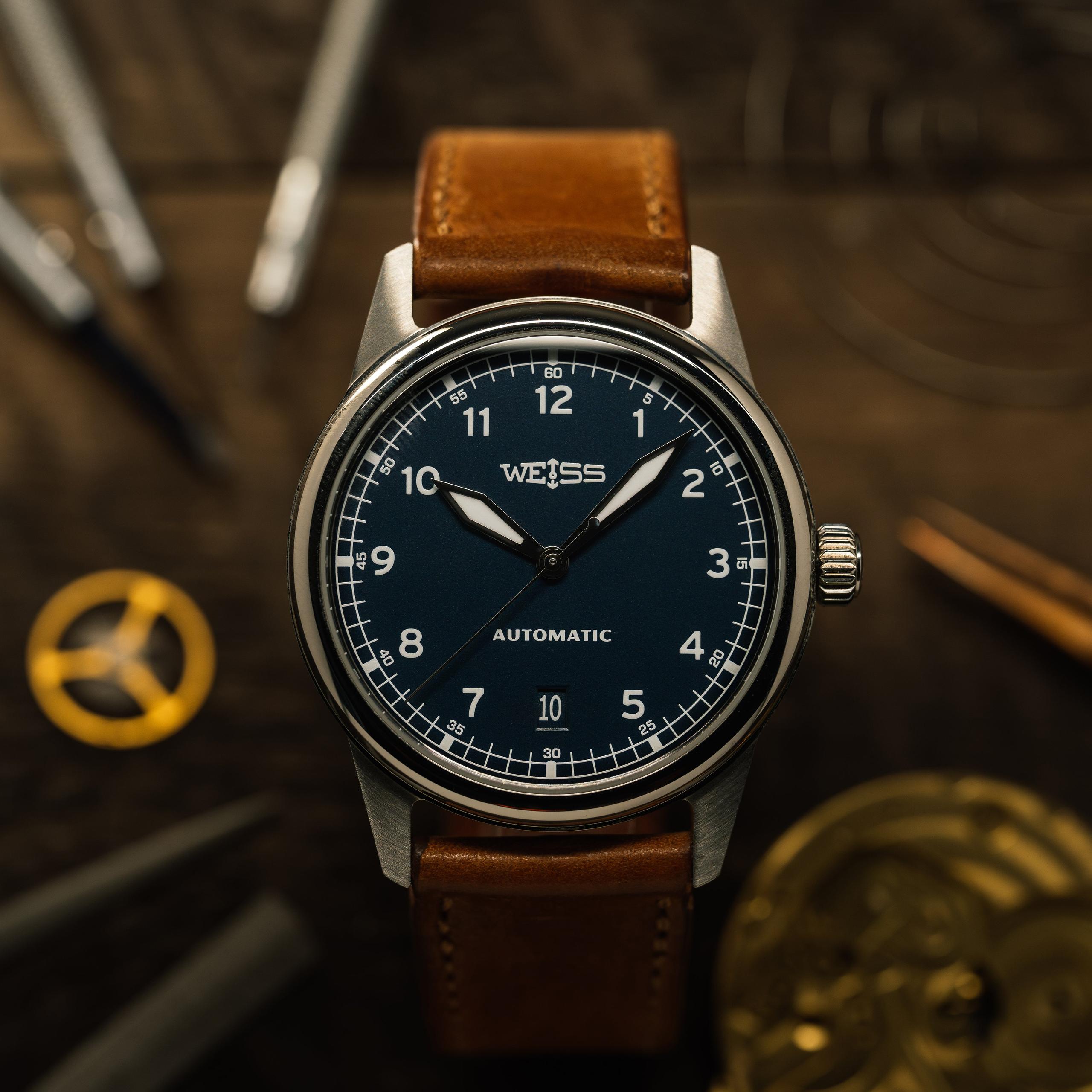 38mm Automatic Standard Issue Field Watch with Date - Blue Dial