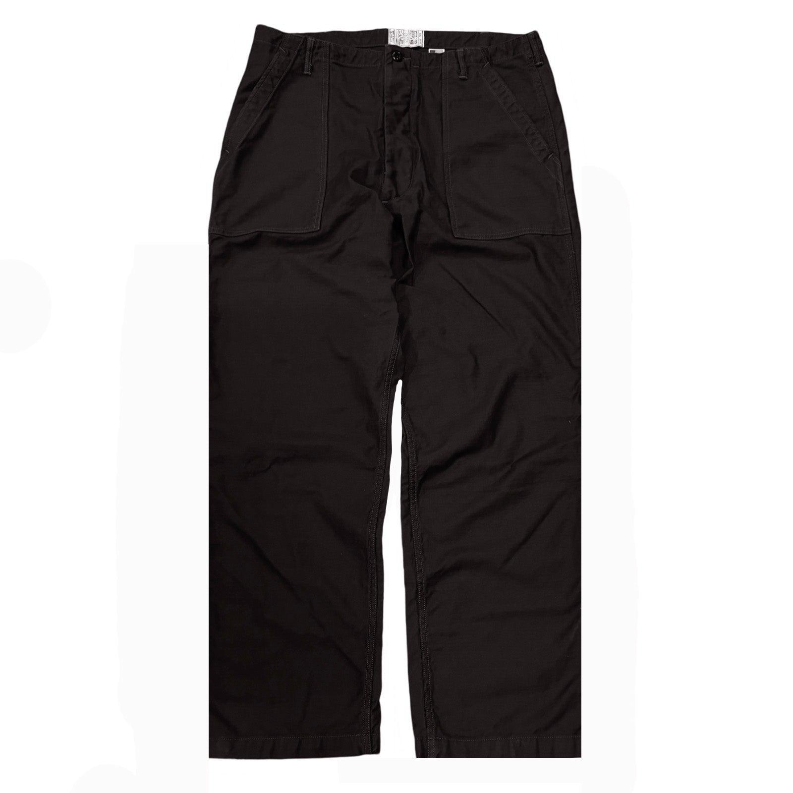 107 60's era GI chinos in 12 oz West Point Black Baker Back Cotton Satin