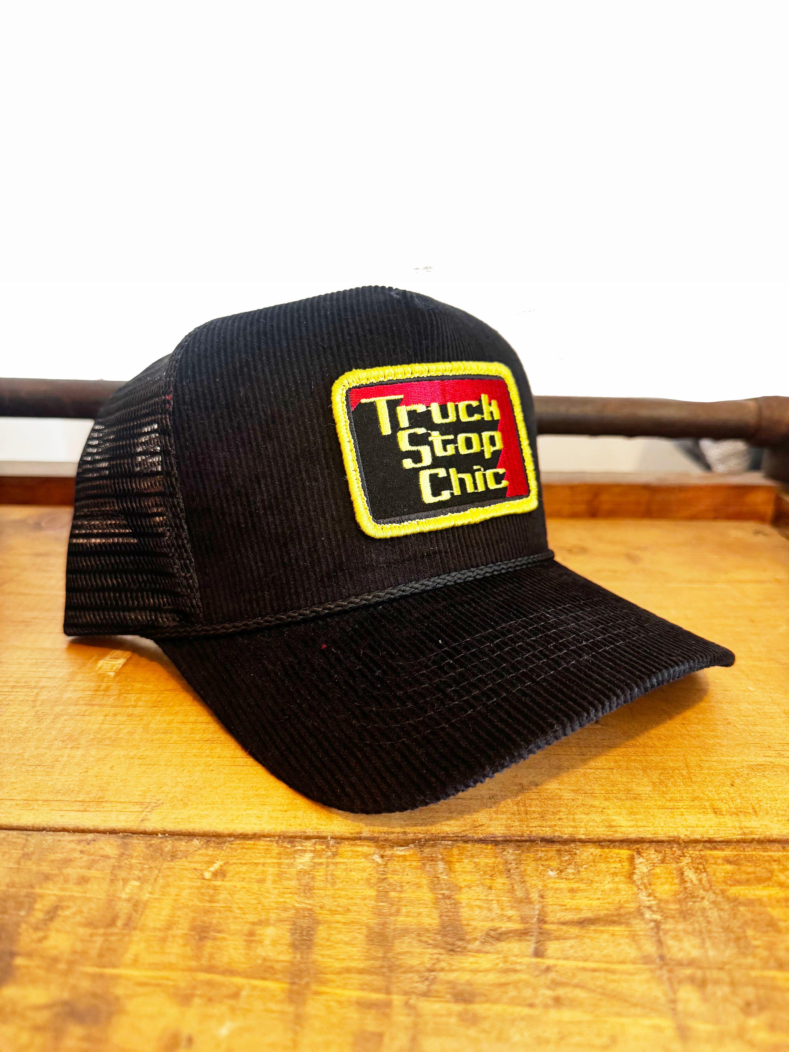 Black on Black cord LF/Truck Stop Chic trucker hat