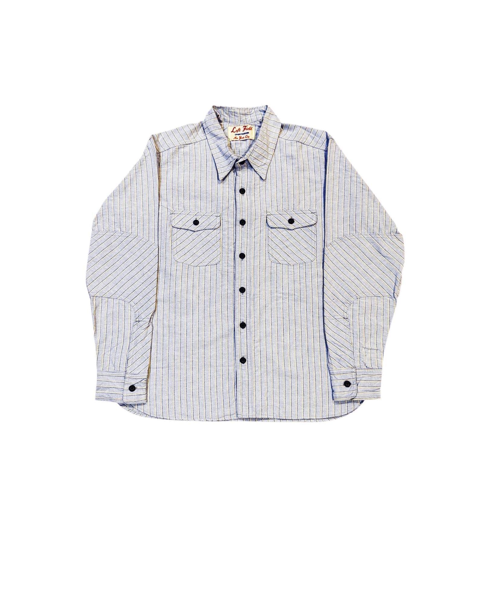 Japanese  Blue with yellow/blue/white Stripe 100% Cotton Dustbowl Work Shirt