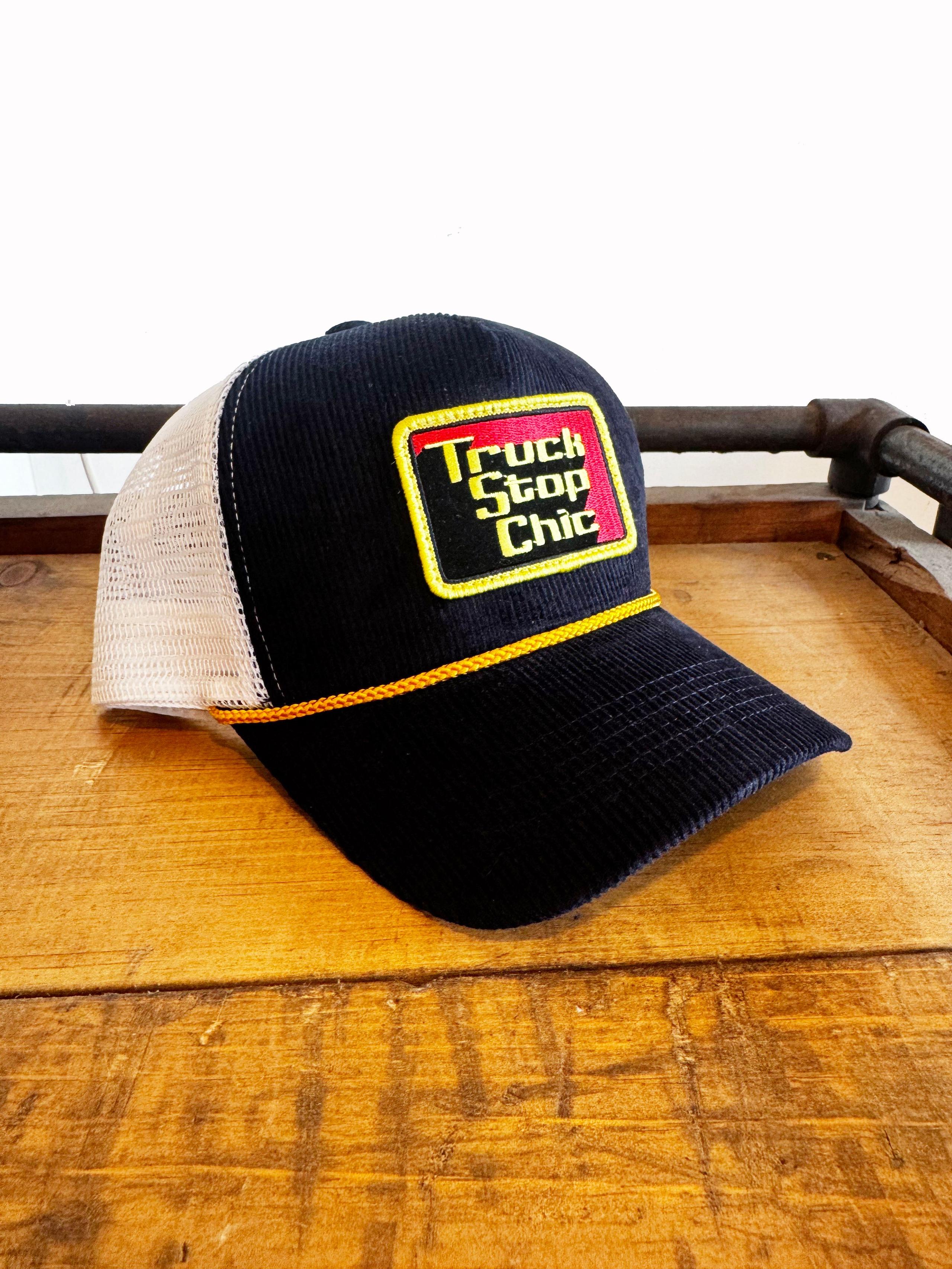 Dark navy cord on white mesh LF/Truck Stop Chic trucker hat
