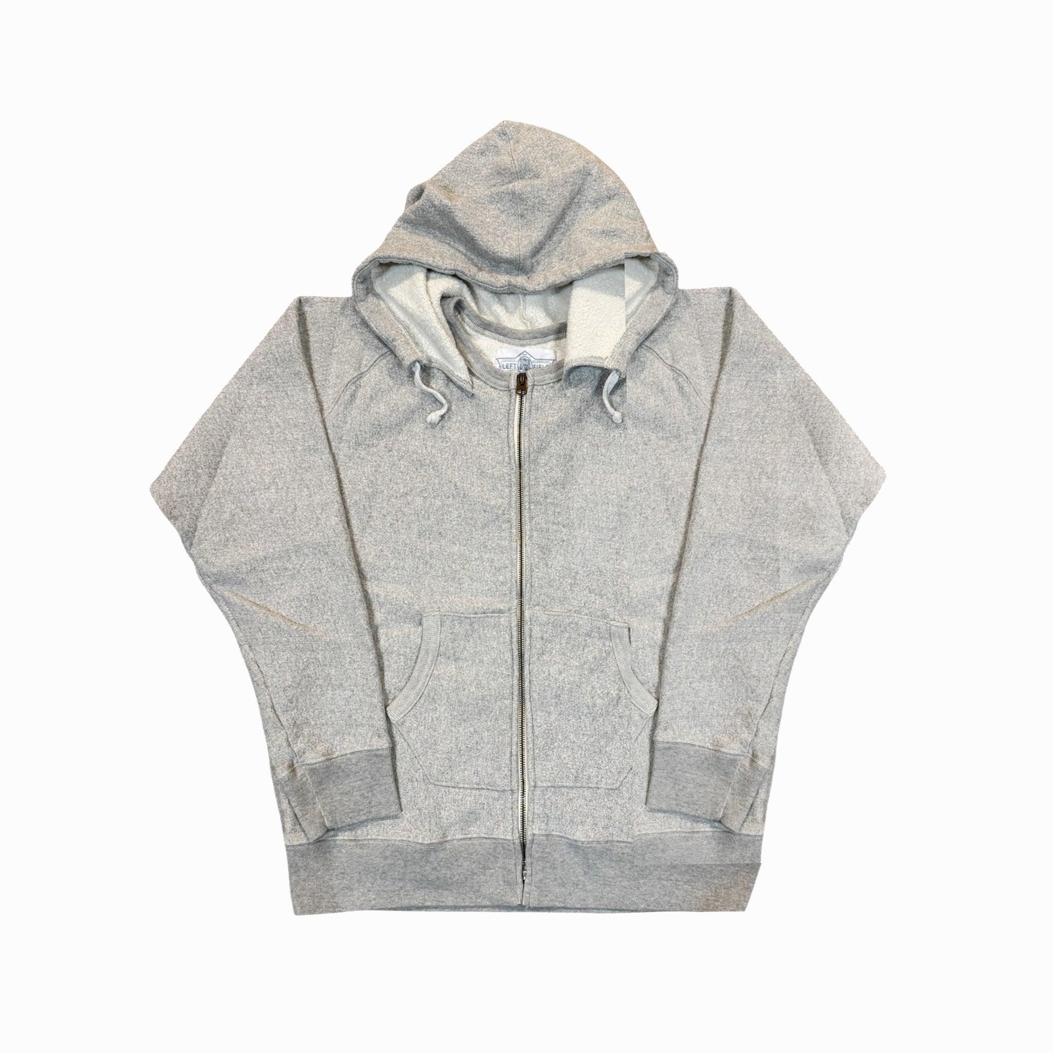 16 oz Heather Grey Loopwheel fleece zip 1930's style After Hood Sweatshirt