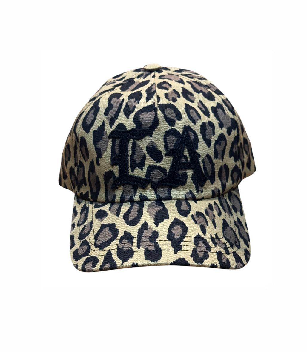 LA black wool felt Japanese leopard/tiger print cap made in NYC