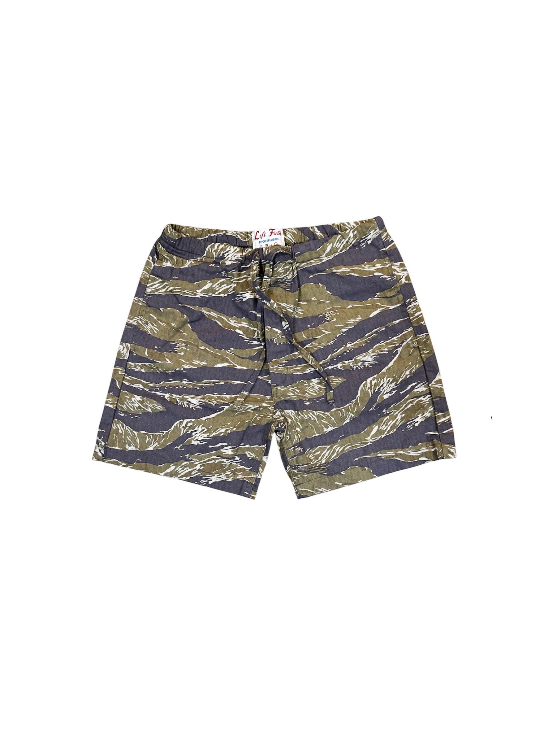 Japanese Dark Mulberry Tiger Stripe/ Leopard print drawstring shorts