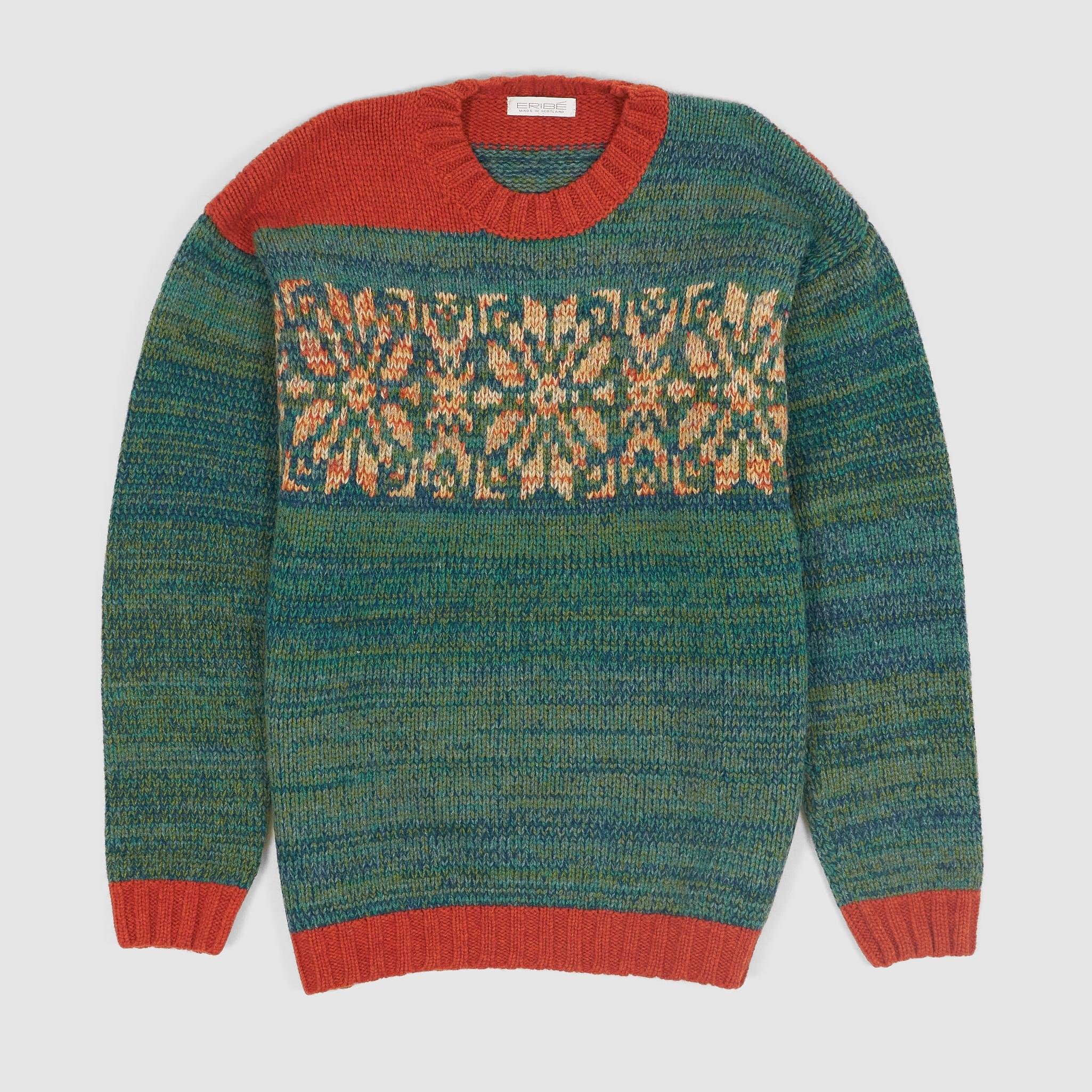 Crew-Neck Patterned Knitted Pullover
