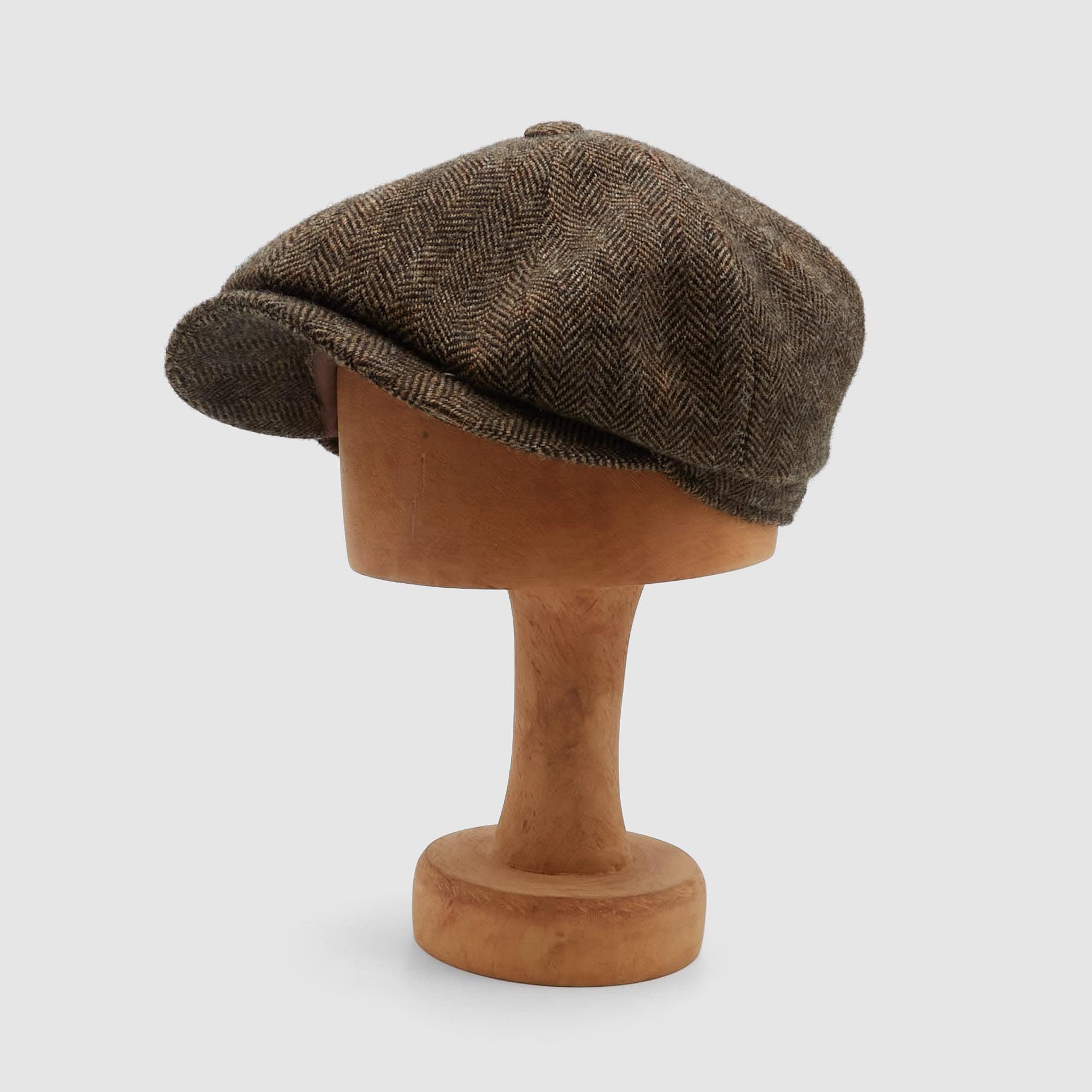 Herringbone Wool News Boy Hat