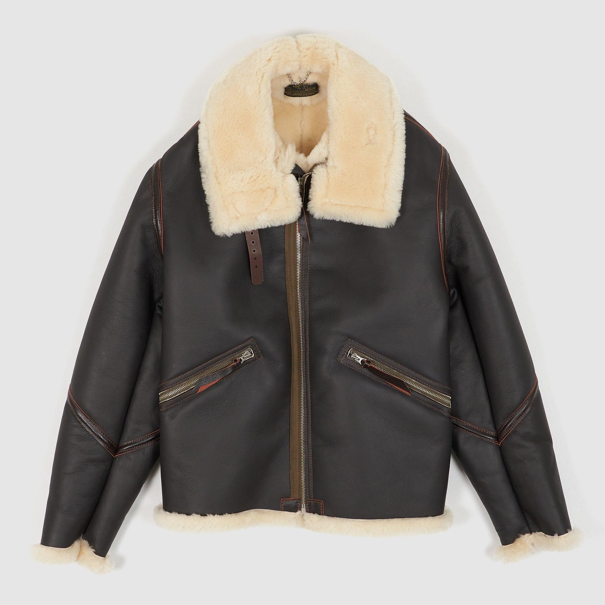 Aero Leather D-1 Shearling Bomber Leather Jacket
