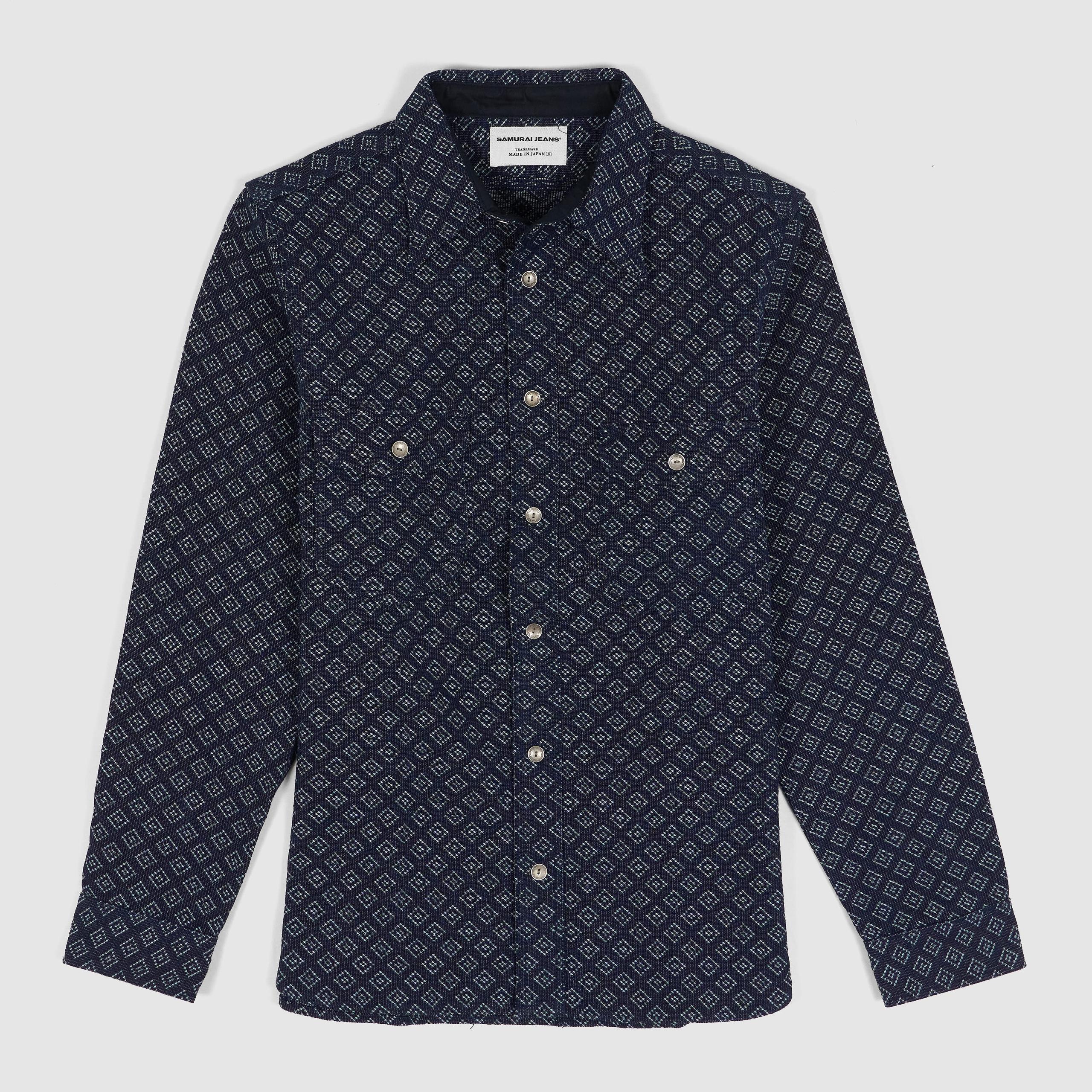 Sashiko Diamond Stitch Long Sleeve Shirt UNISEX