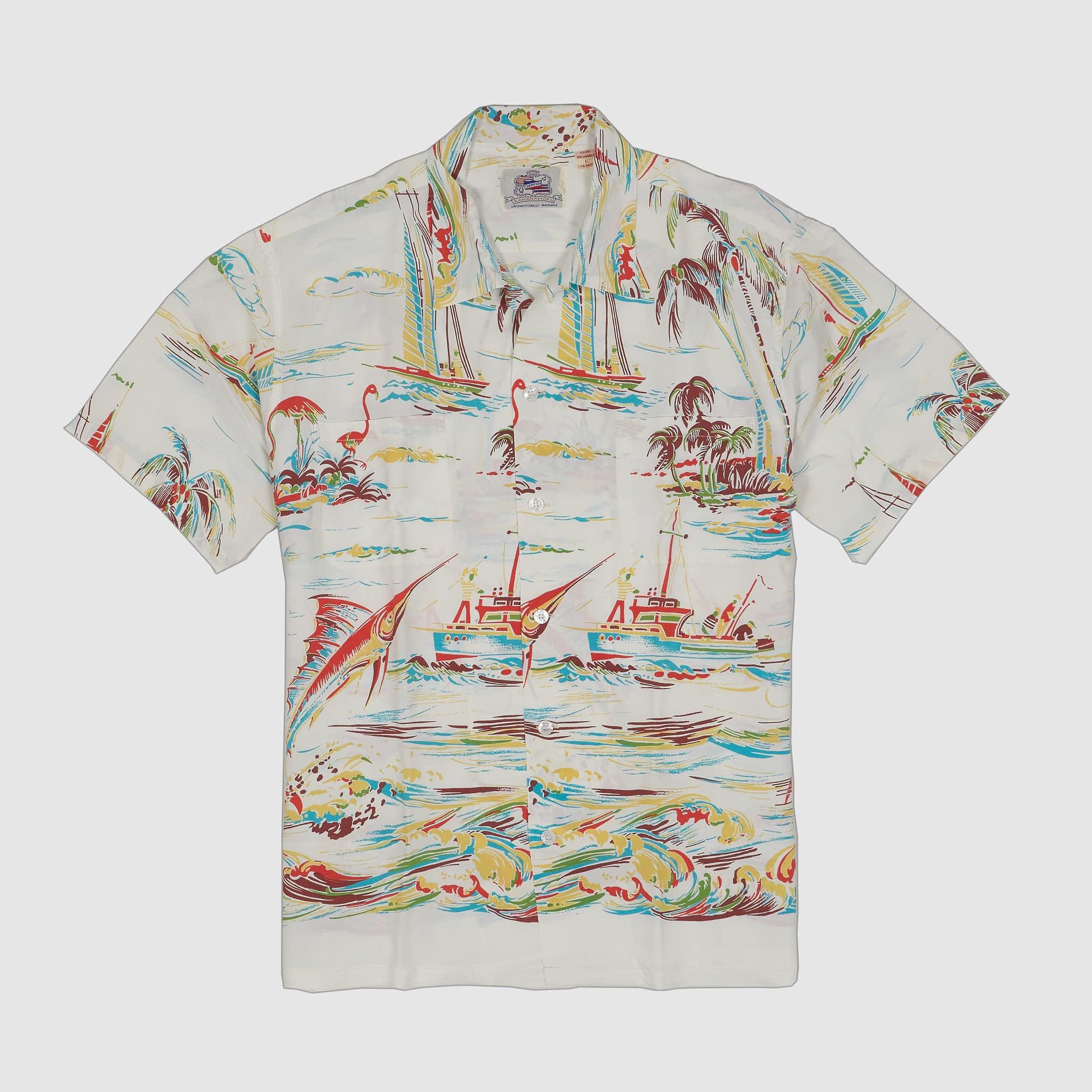 Hawaiian Limited Edition Duke Khanamoku Fishing Boat Short Sleeve Shirt