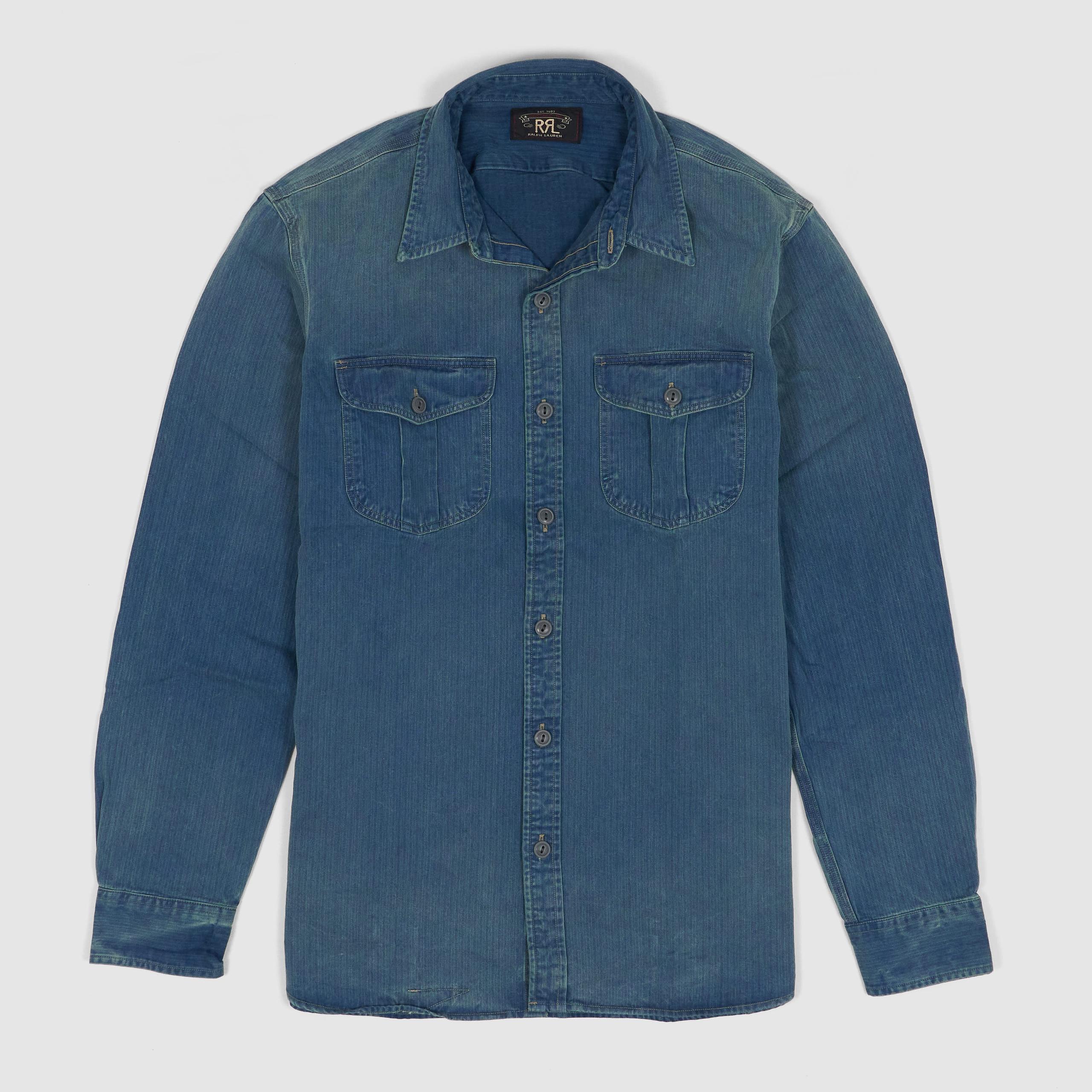 Long Indigo Dyed Herringbone Workshirt
