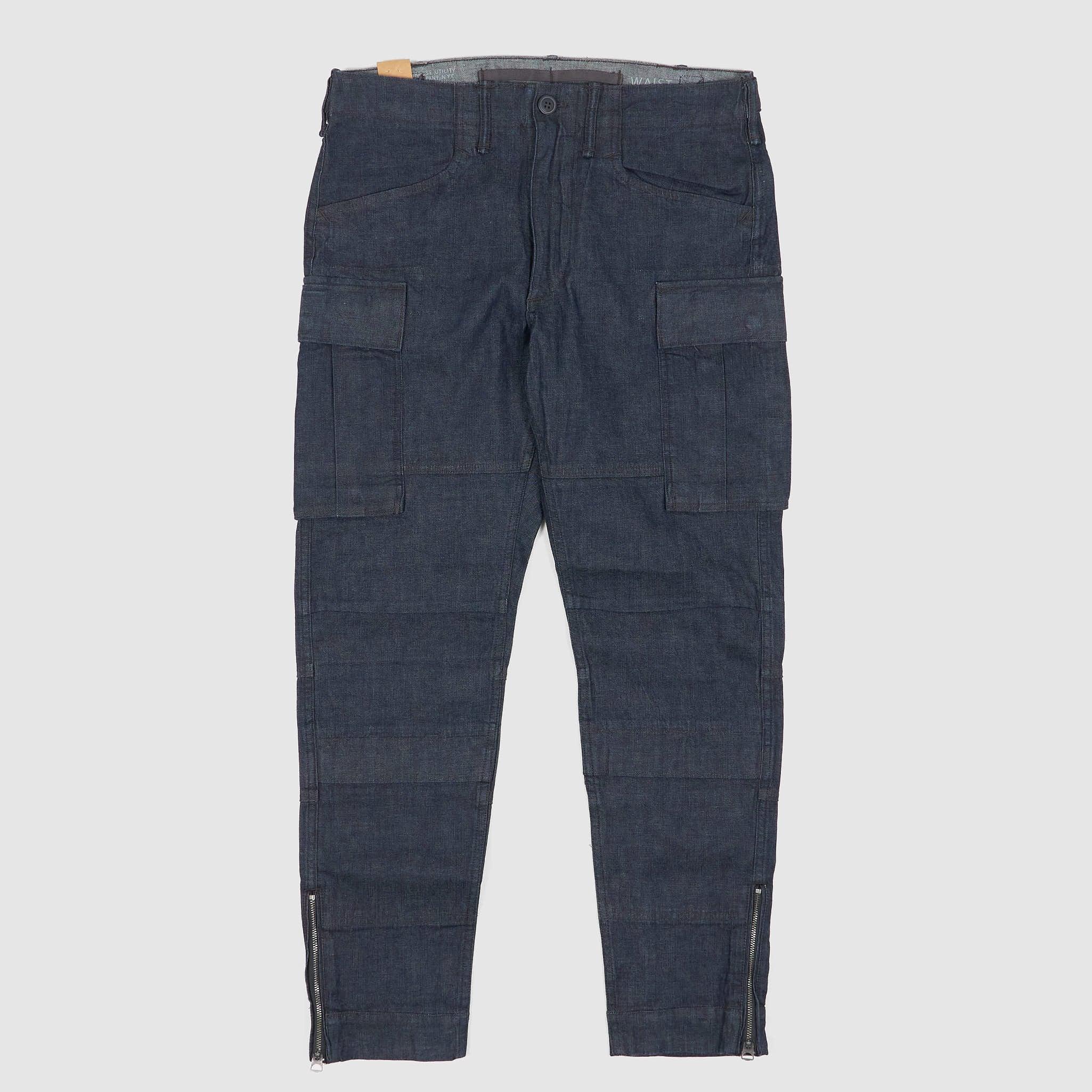 Ladies Stretch Skinny Indigo Denim Cargo Pants