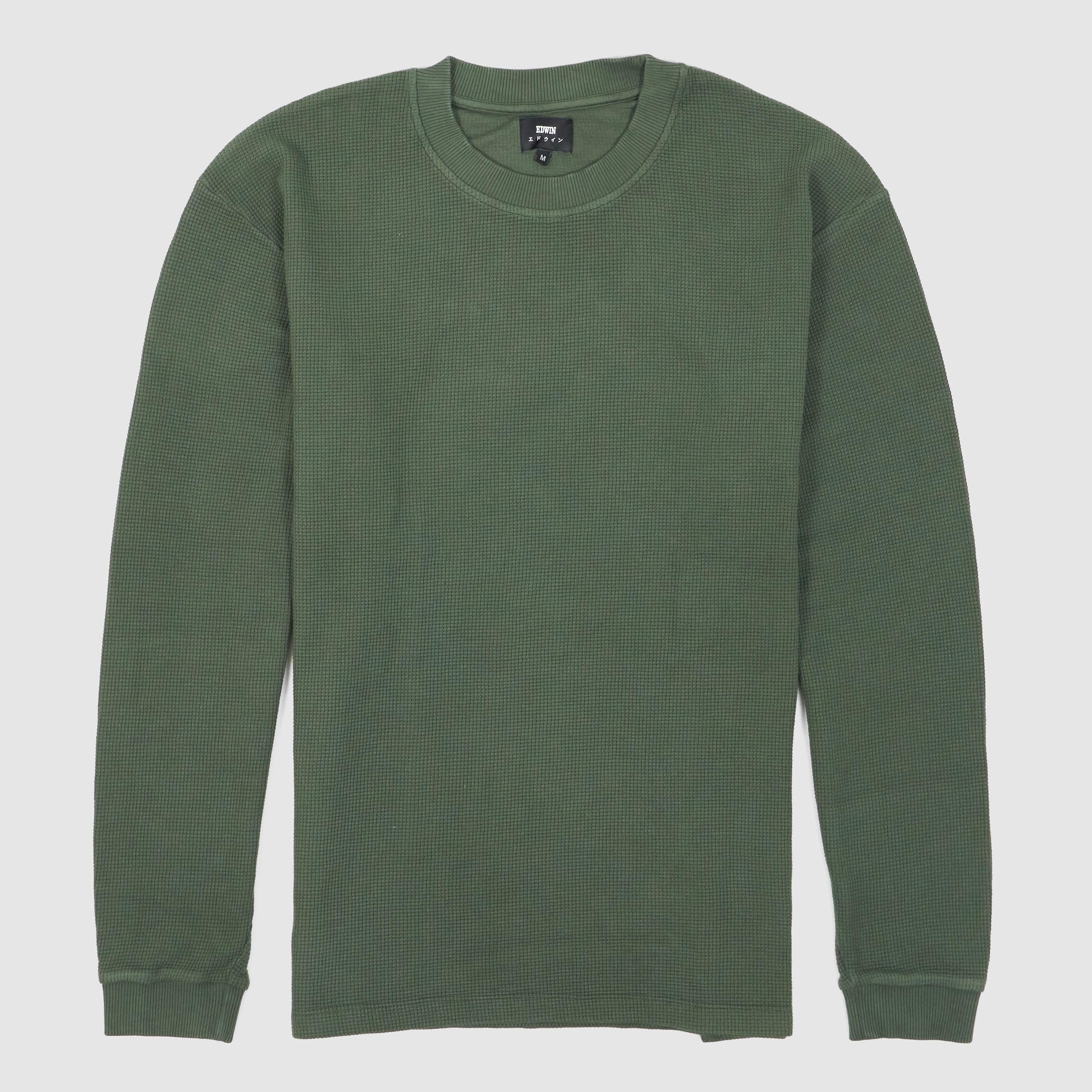 Crew Neck Waffle Long Sleeve Shirt
