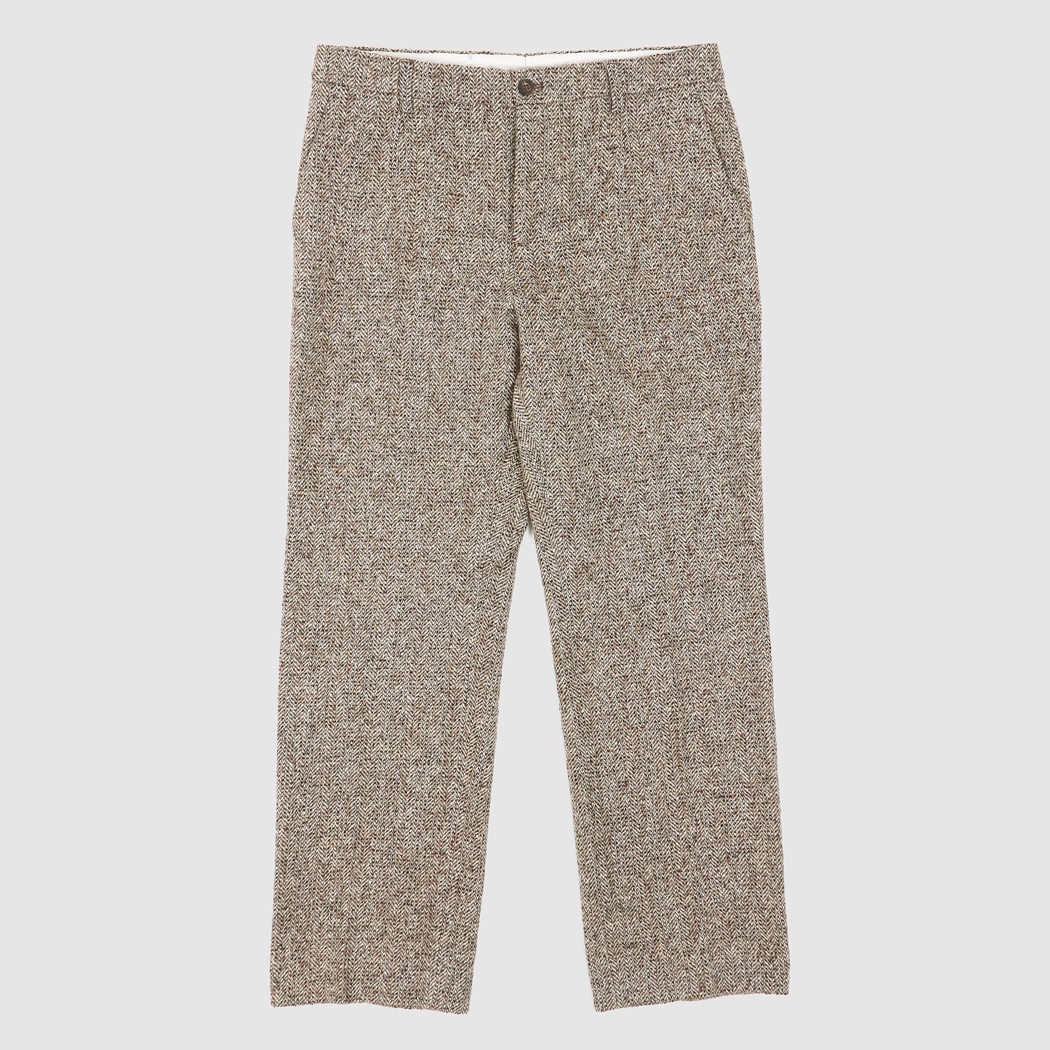 Herringbone Relaxed Fit Wool/ Silk Blend Trousers