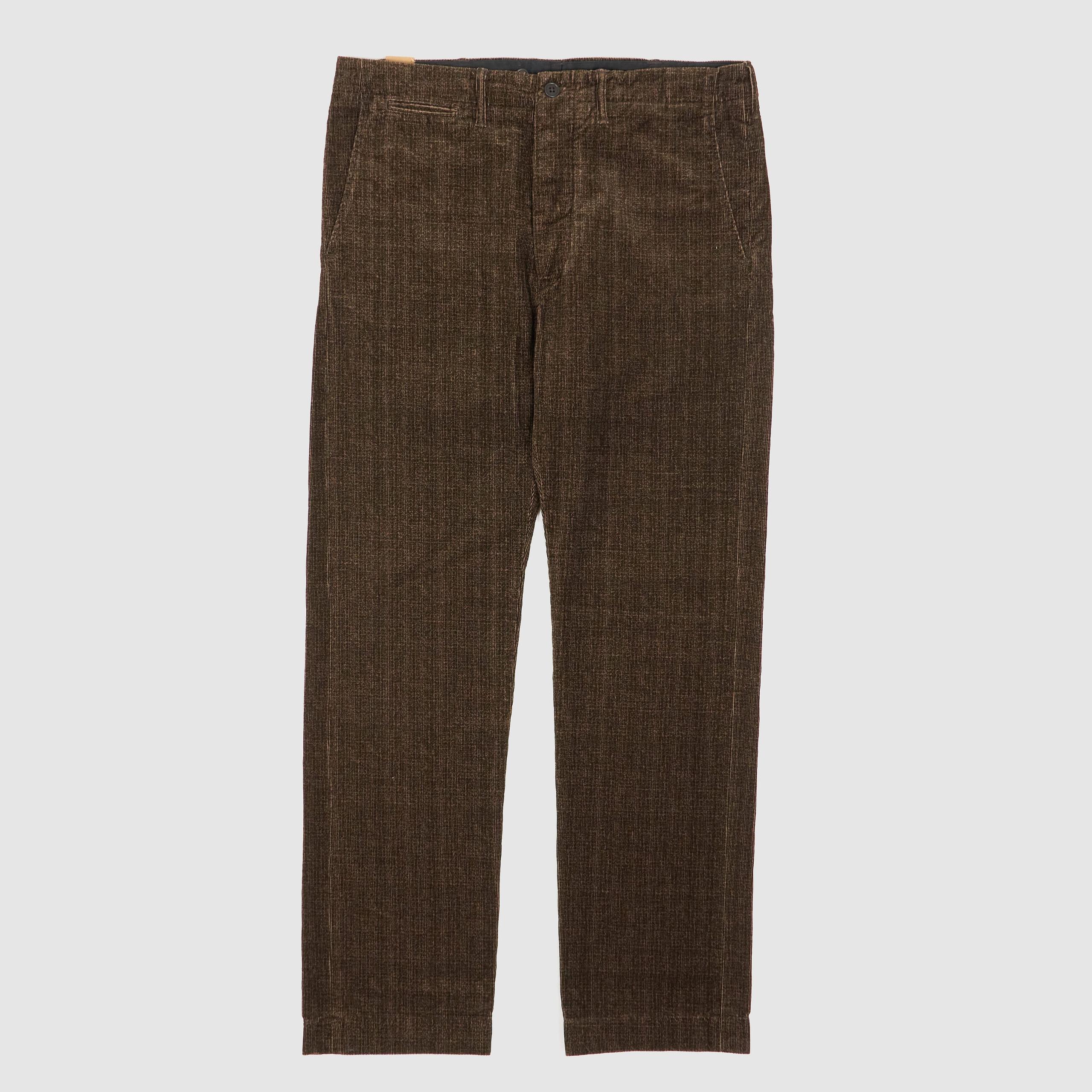 Corduroy Chino Trousers with Checked Print