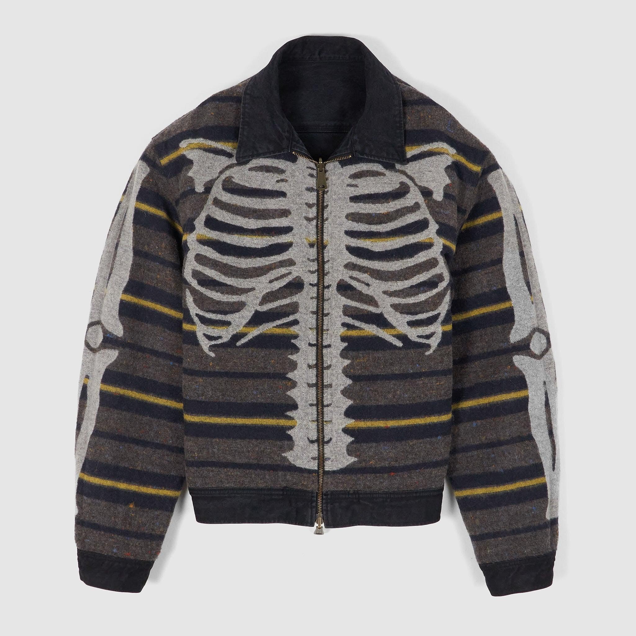 Denim Bone Lining Reversible Zip UP Oversized Work Jacket