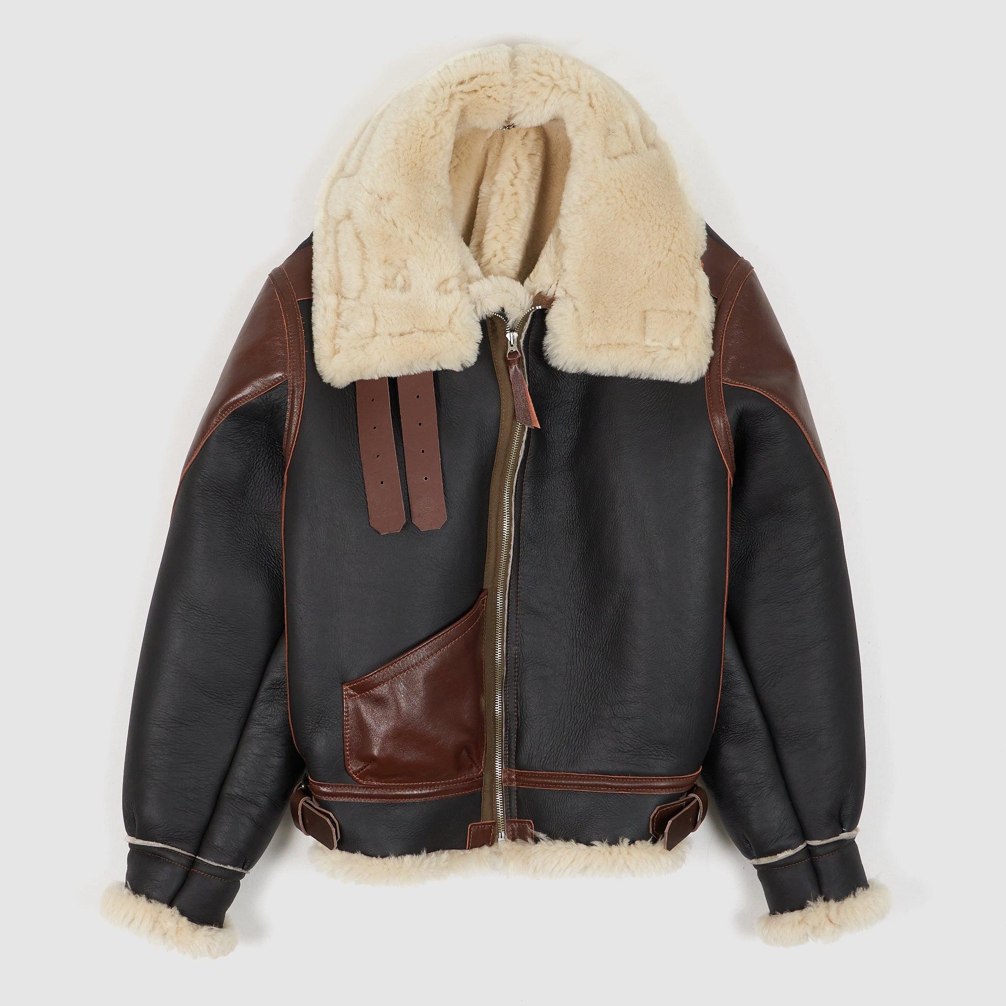 Aero Leather B-3 Shearling Bomber Leather Jacket